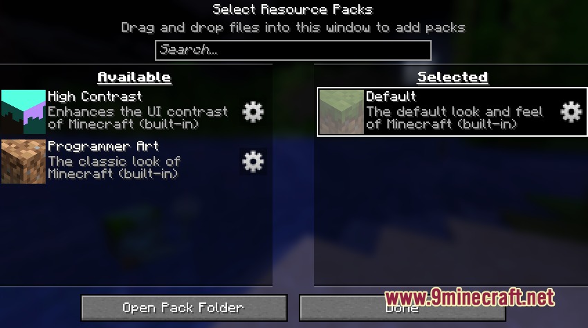 Surface Detailer Mod Screenshot 5 Minecraft resource pack menu with gear icons for Surface Detailer Mod