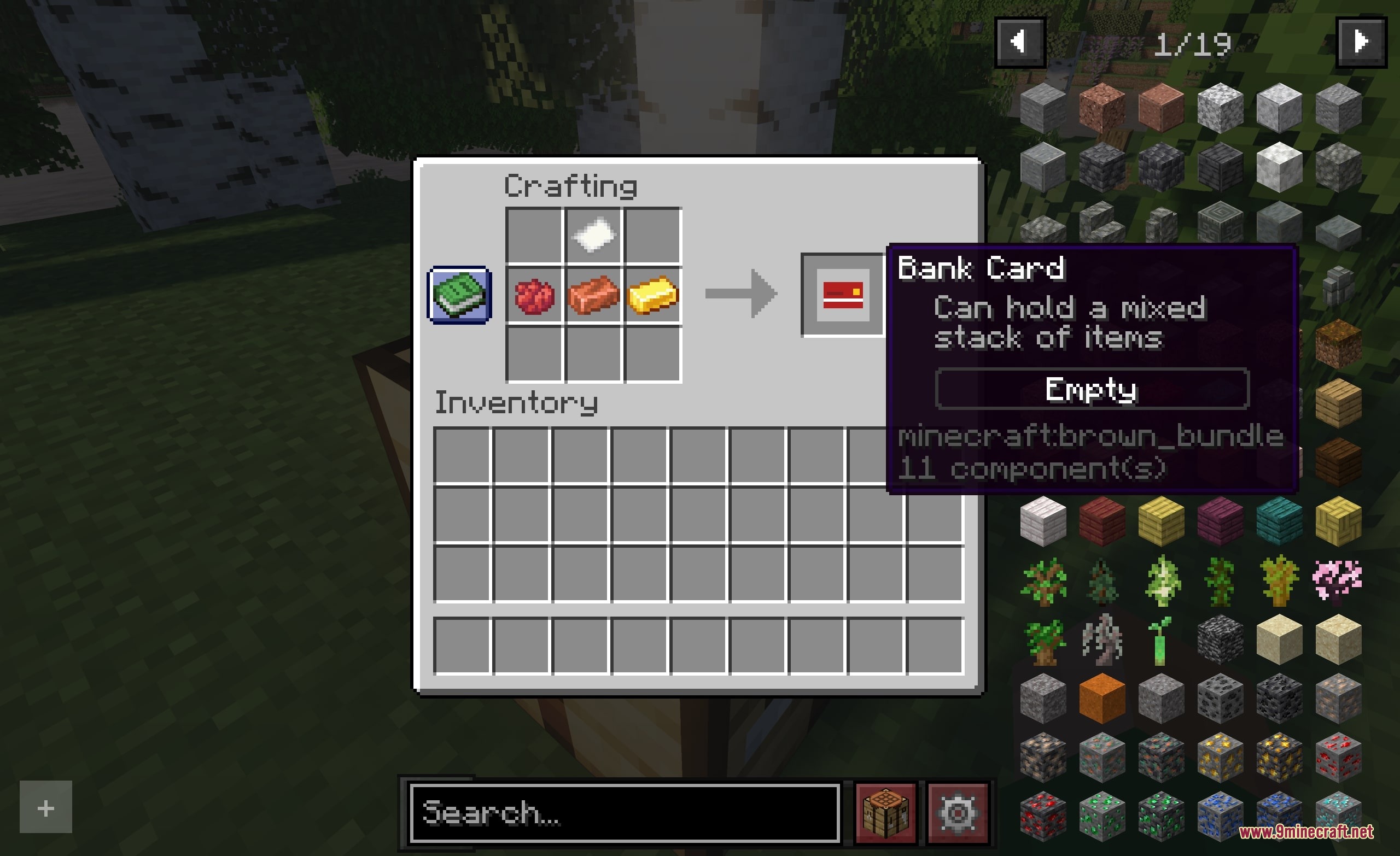 Swift Swipe Vault Mod Screenshot 2 Crafting a bank card using paper and ingots on a crafting table