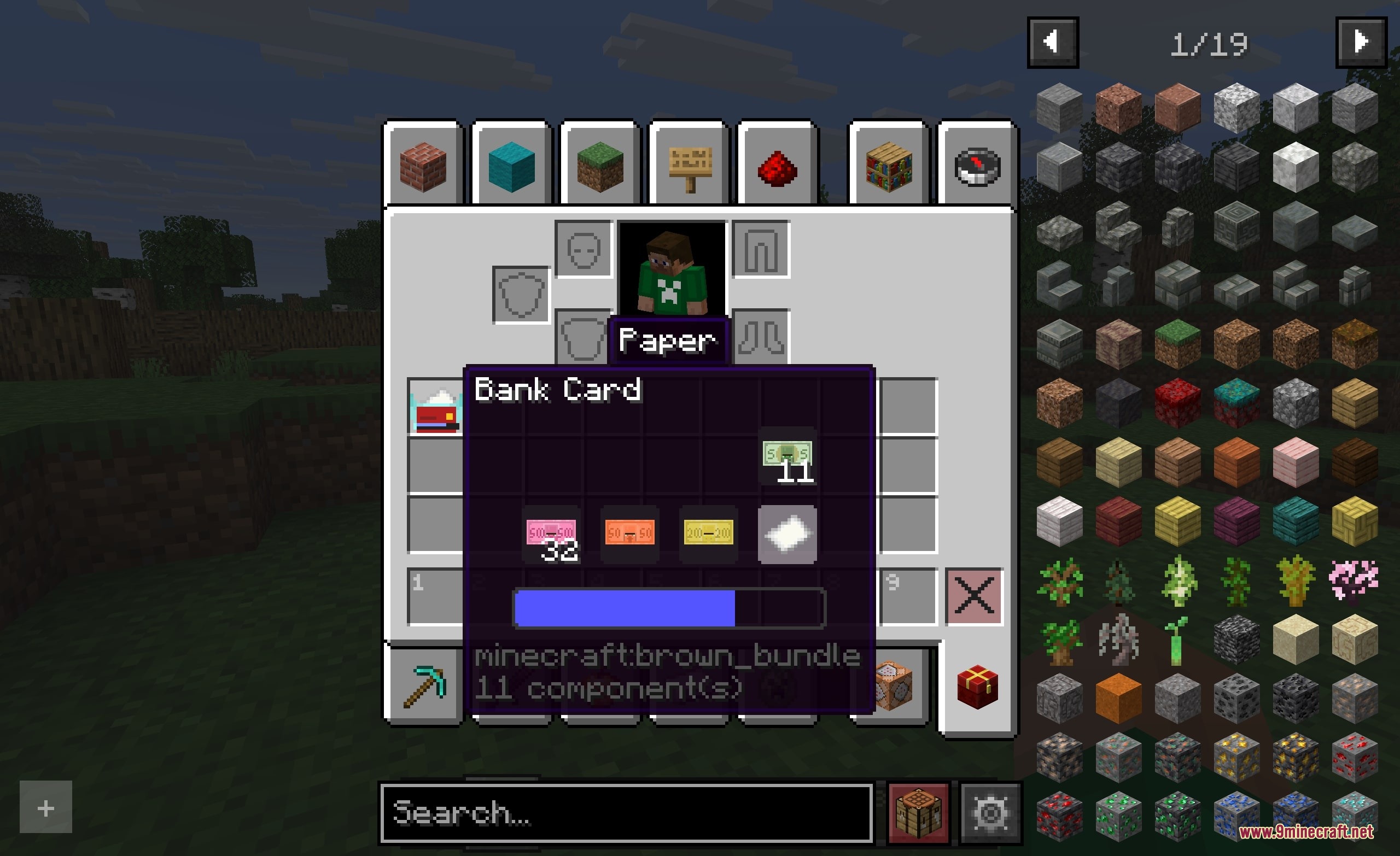 Swift Swipe Vault Mod Screenshot 3 A bank card item displaying various banknotes and paper within the player inventory