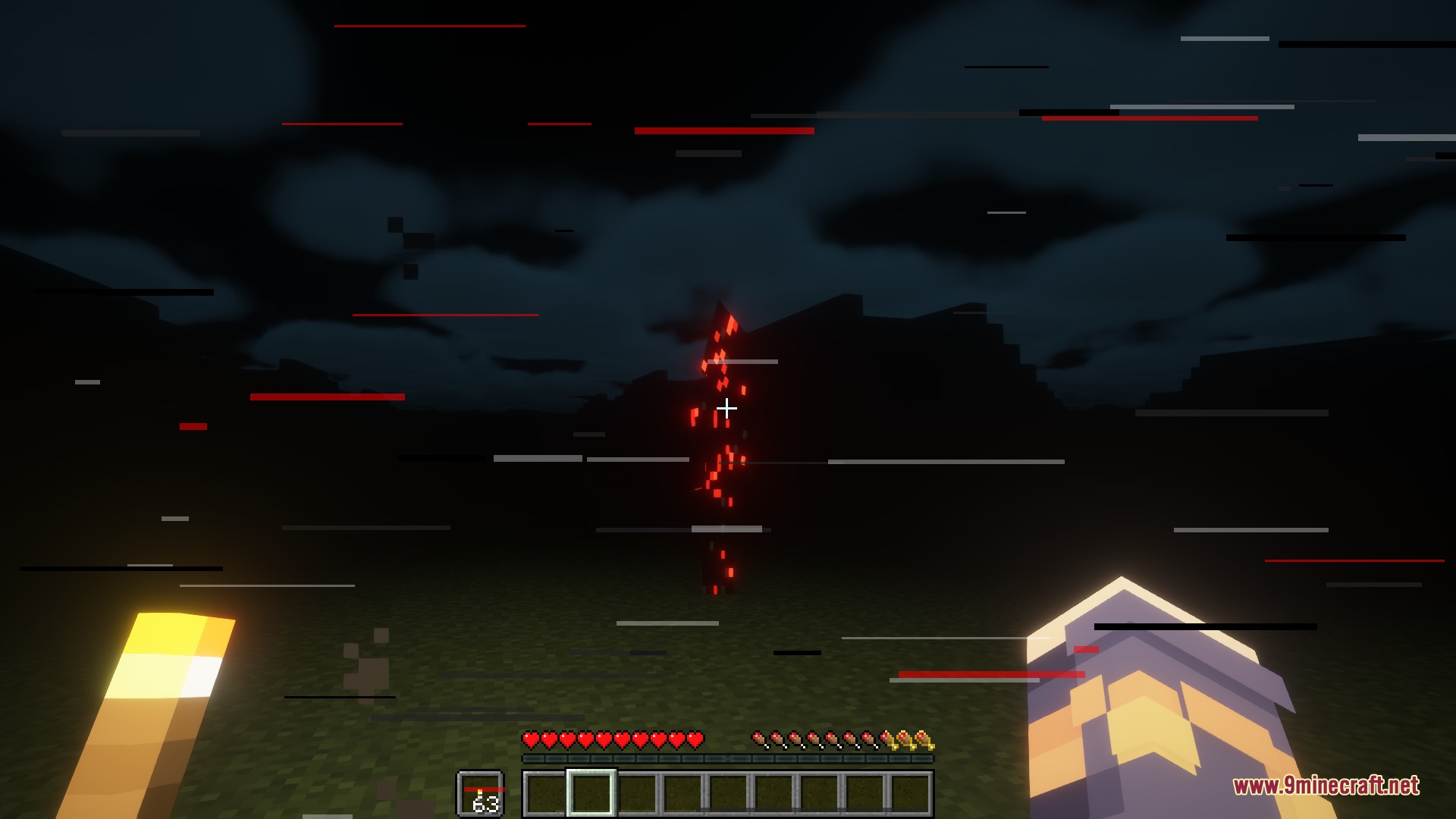 The Chronicled Rot Mod Screenshot 6 Visual screen glitches appear while a red entity stalks the player at night