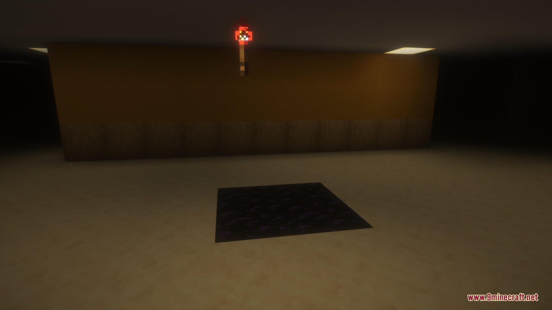 The Chronicled Rot Mod Screenshot 7 Empty yellow corridors of the Backrooms with a dark hole in the floor