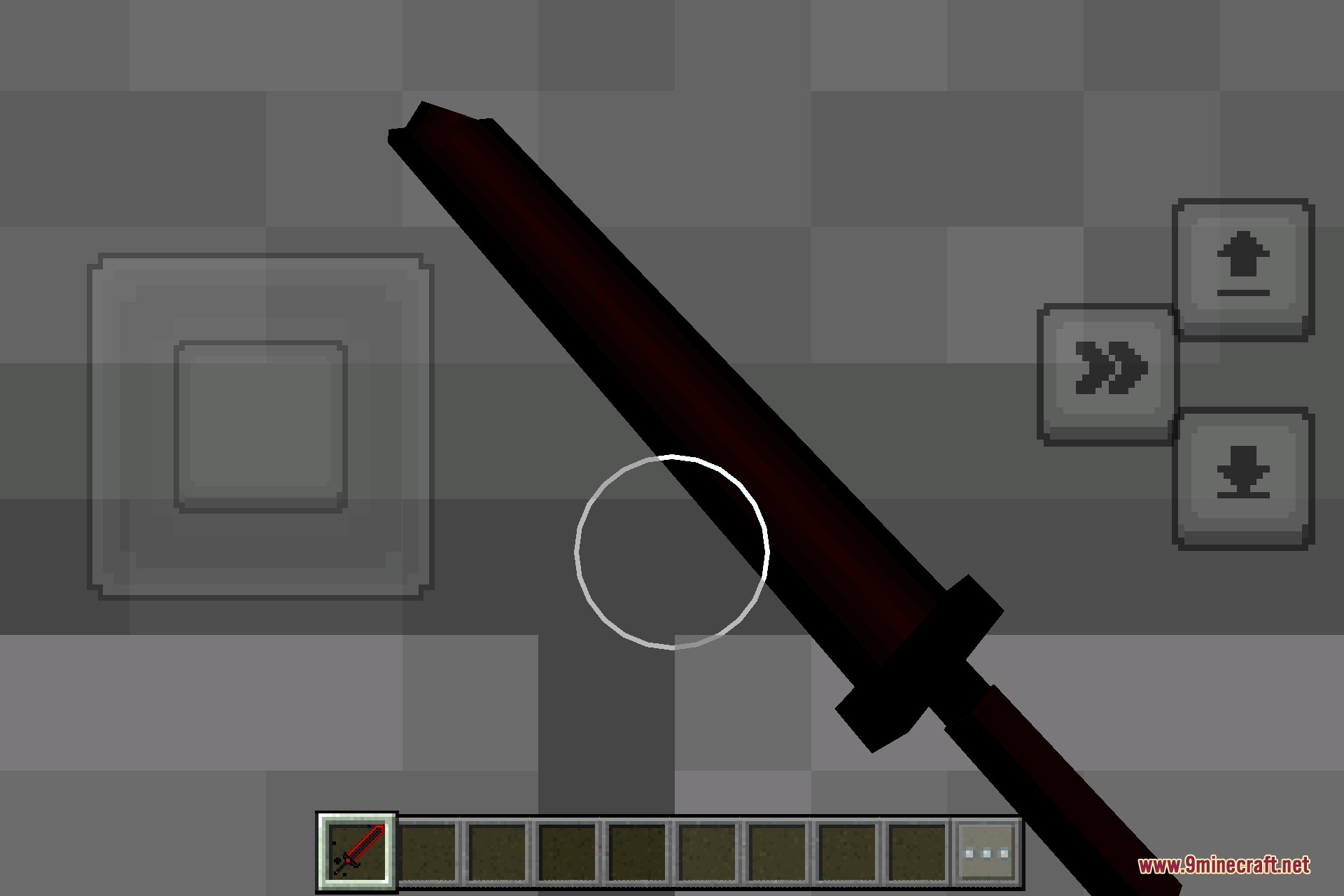 A player holding a dark red sword from the dark infection parasite mod