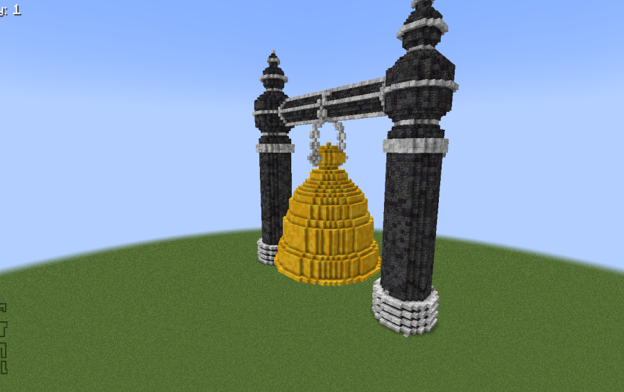 The Golden Bell Tower Schematic Screenshots 1 The Golden Bell Tower Schematic features a massive golden bell between stone pillars