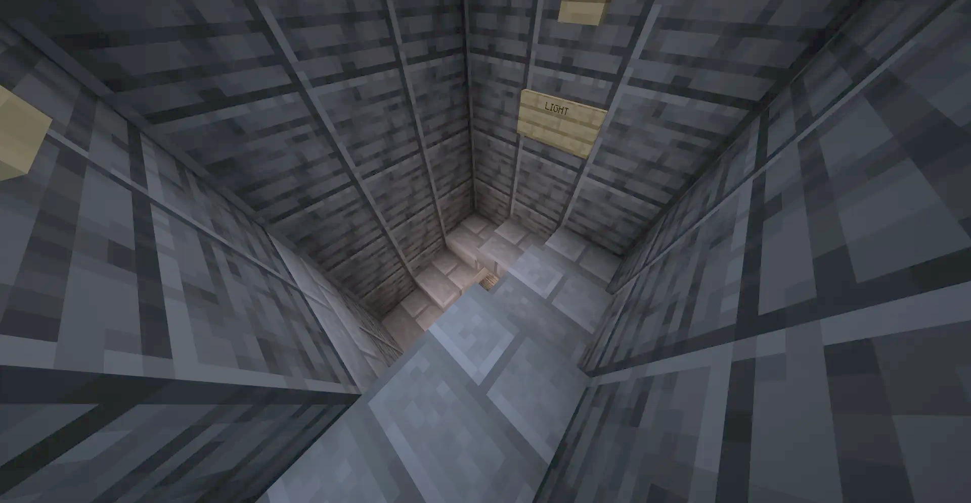 The Missile Schematic Screenshots 1 The interior of a dark stone shaft with a sign saying light