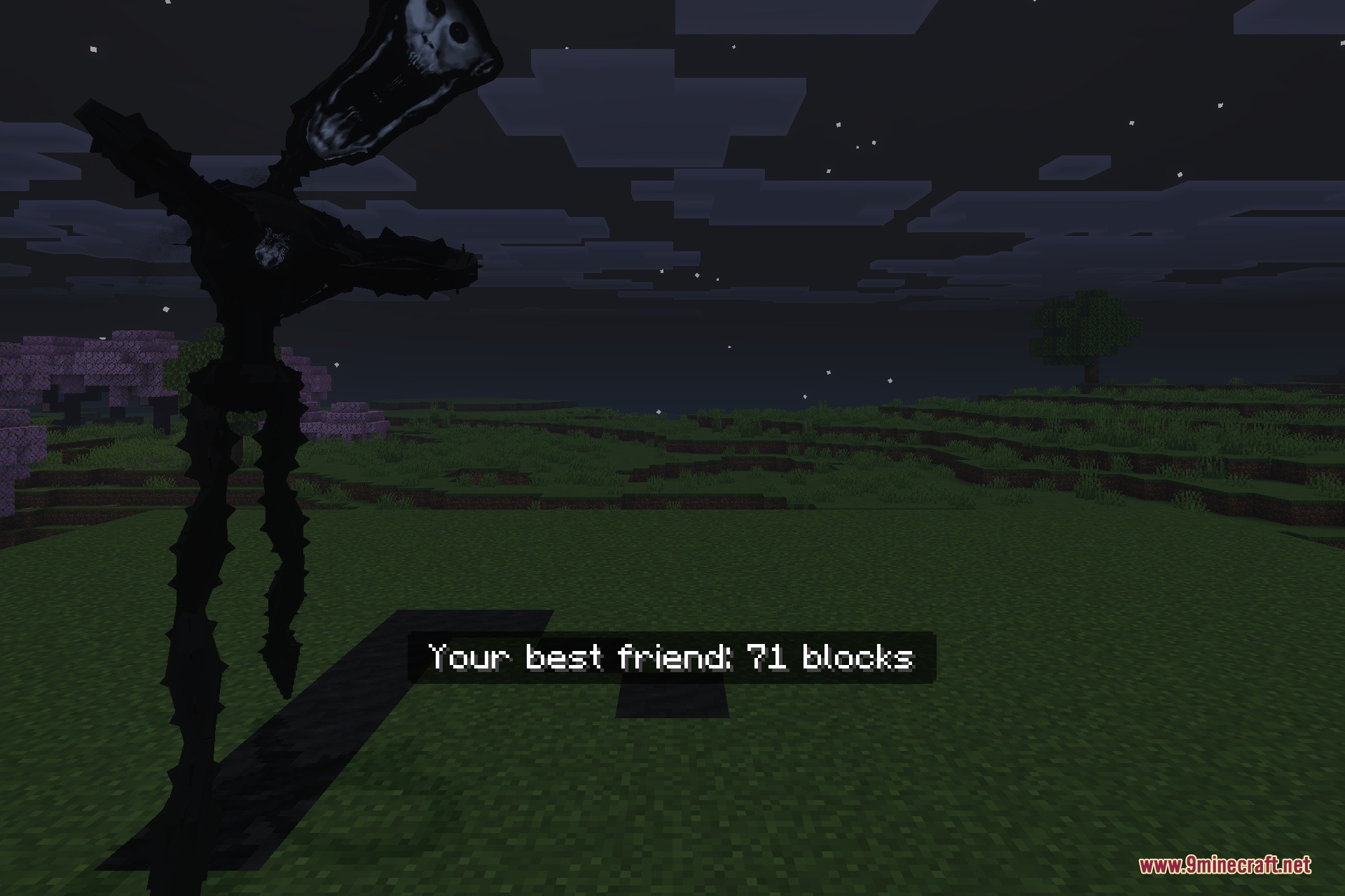 The Shadow in Nightmare Addon Screenshot 1 The Shadow entity stalks the player in a night Minecraft world
