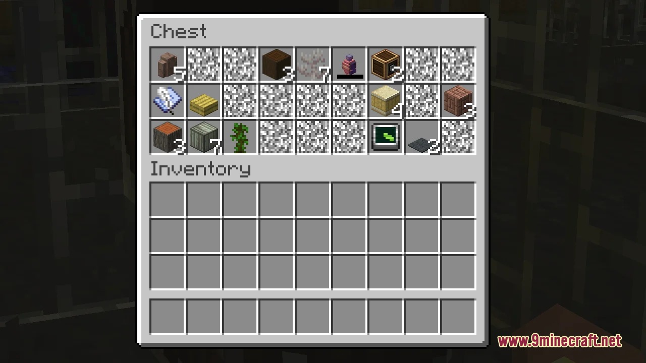 Threshold Drift Mod Screenshot 1 A chest inventory filled with various items and blocks in Minecraft