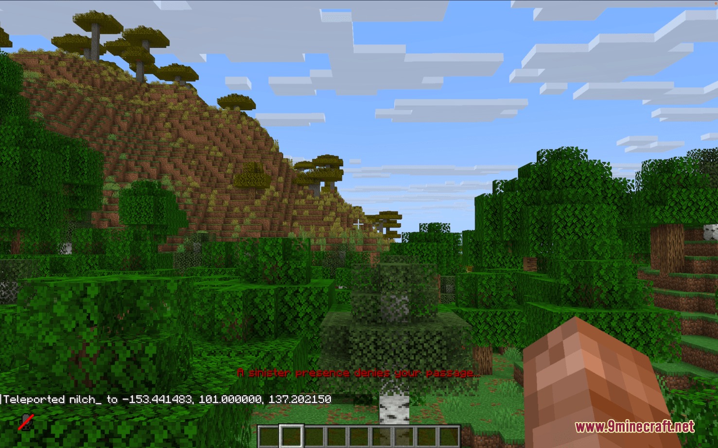 Threshold Protocol Mod Screenshot 6 A red warning message denies the player access to a restricted dimension