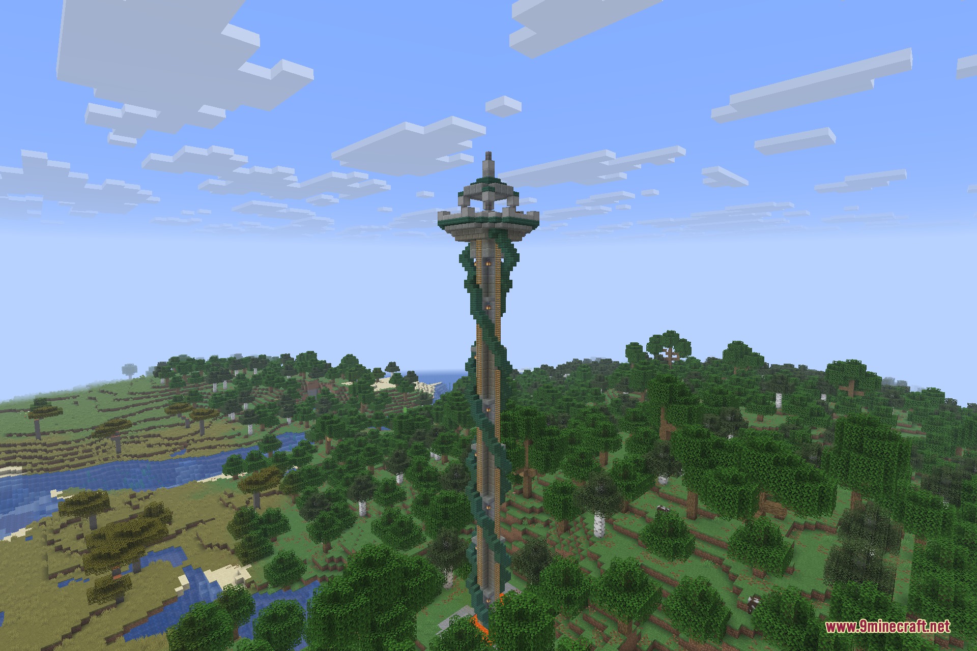 A tower standing over the plains, generated by the world itself