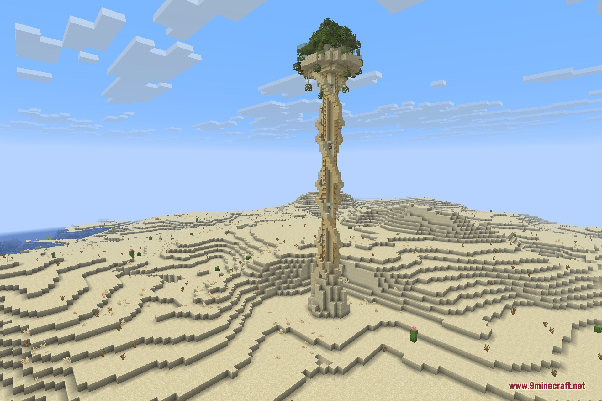 The sandstone tower rising out of open desert