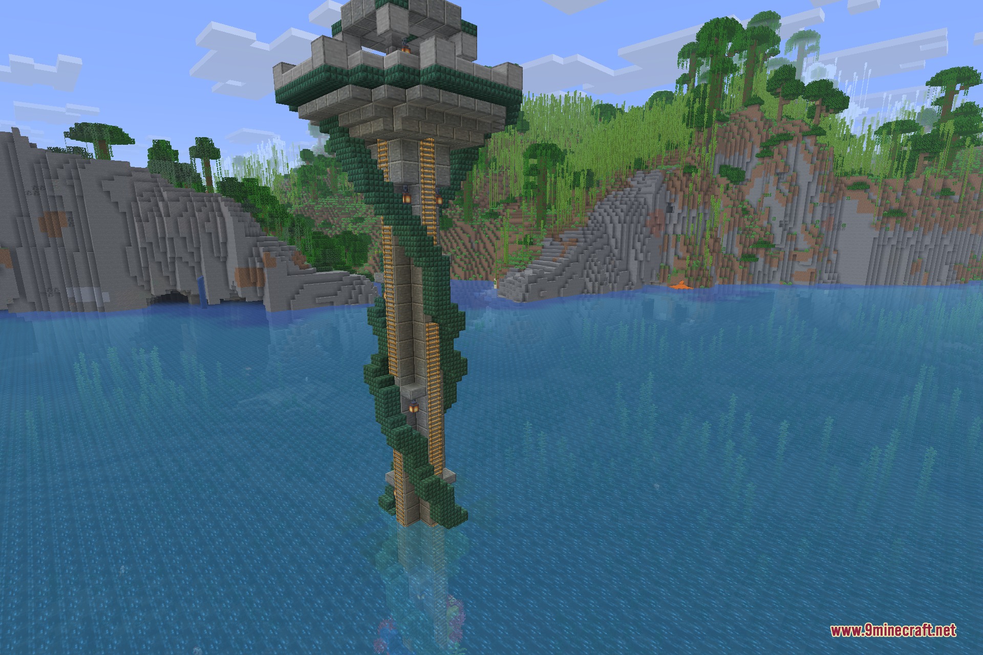 The warm-ocean tower beside a jungle coast