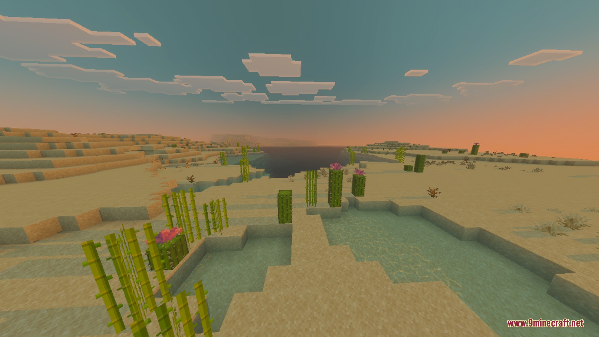 A desert landscape at sunset featuring cinematic sun rays and sugar cane