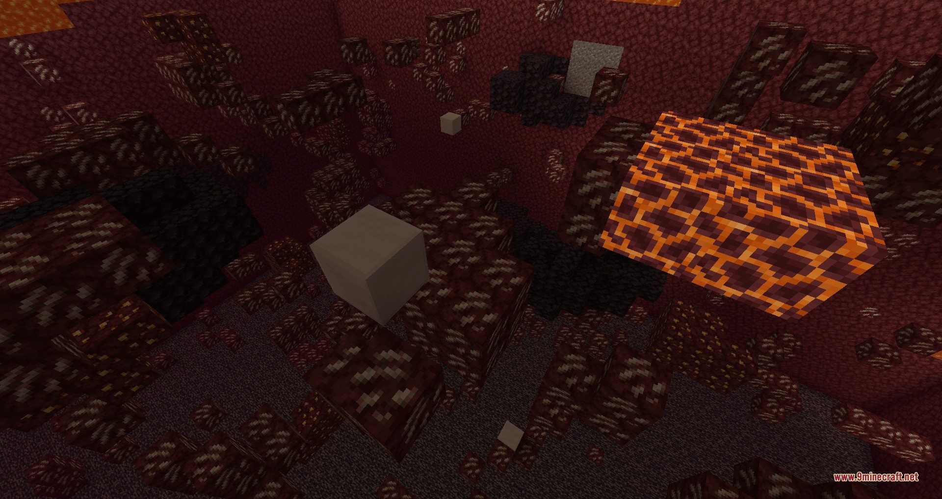 Universal Bedrock Deposits Data Pack Screenshot 3 Massive clusters of ancient debris and magma blocks spawning in the nether