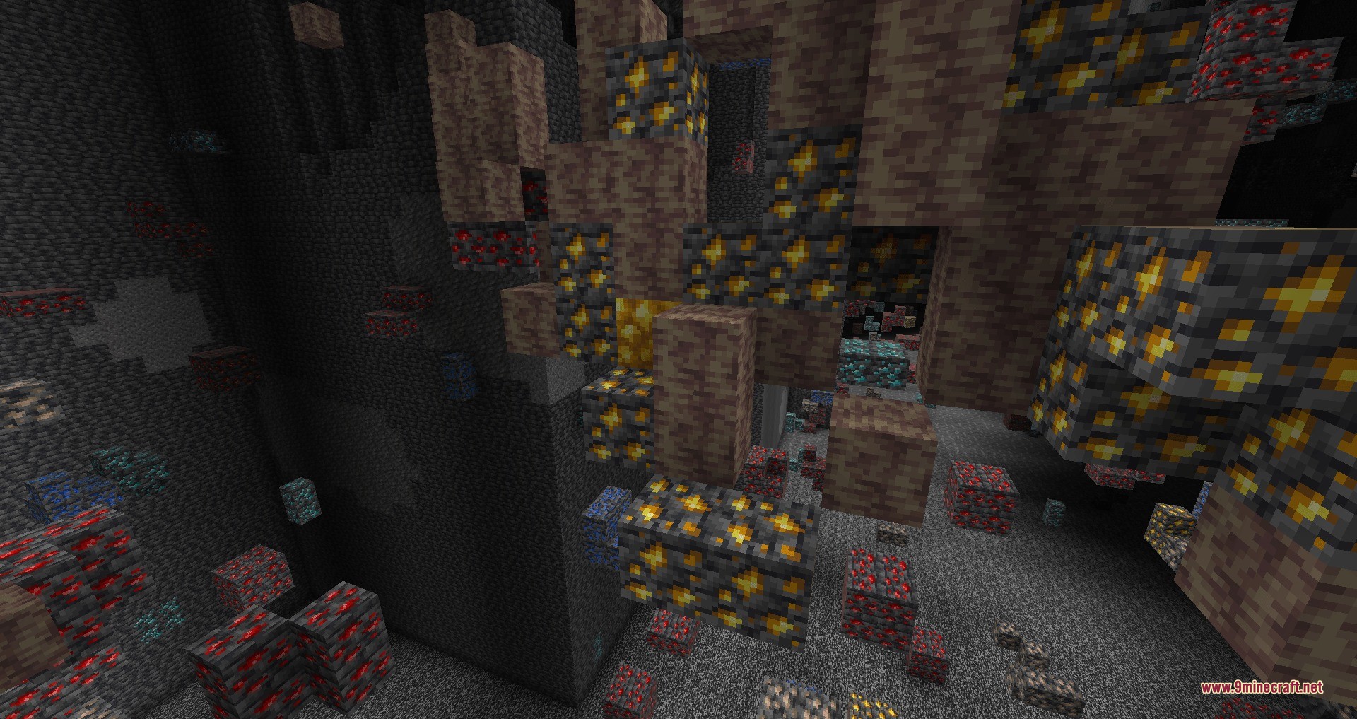 Universal Bedrock Deposits Data Pack Screenshot 4 Giant underground deposits of gold redstone and diamond ores in the overworld