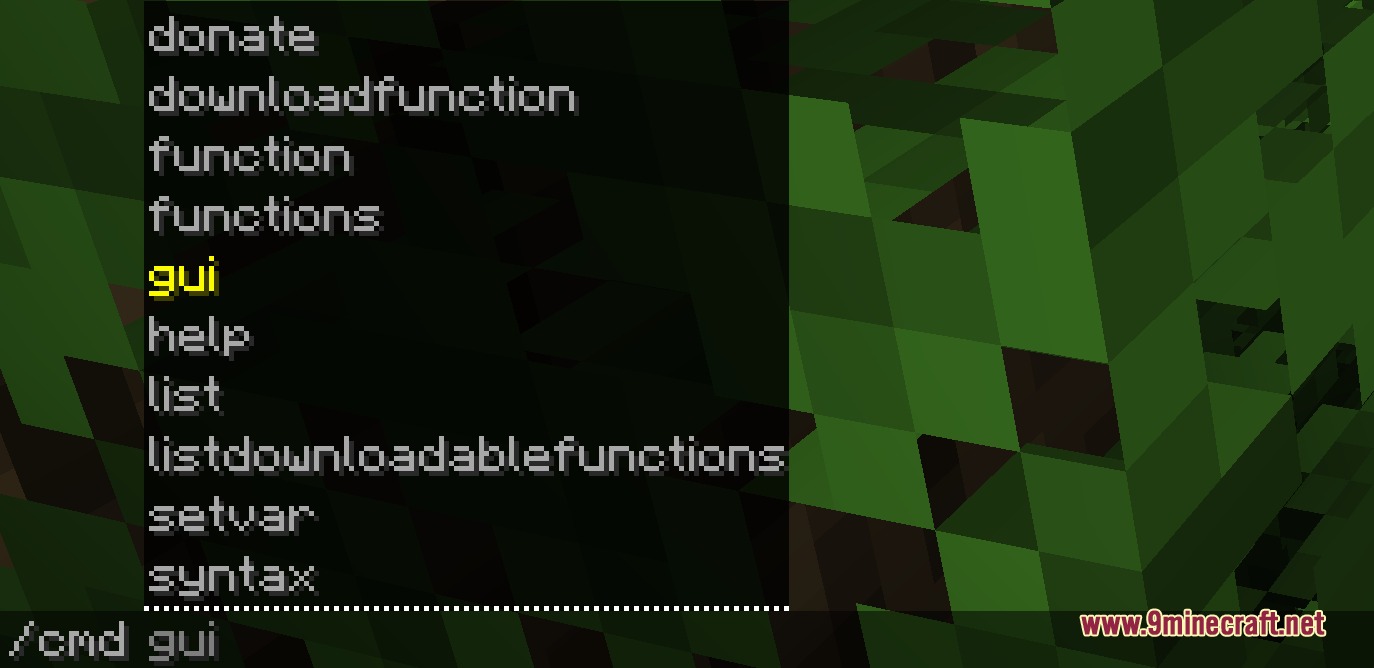 Universal Shortcut Interface Mod Screenshot 1 A player types a command to access the Universal Shortcut Interface menu