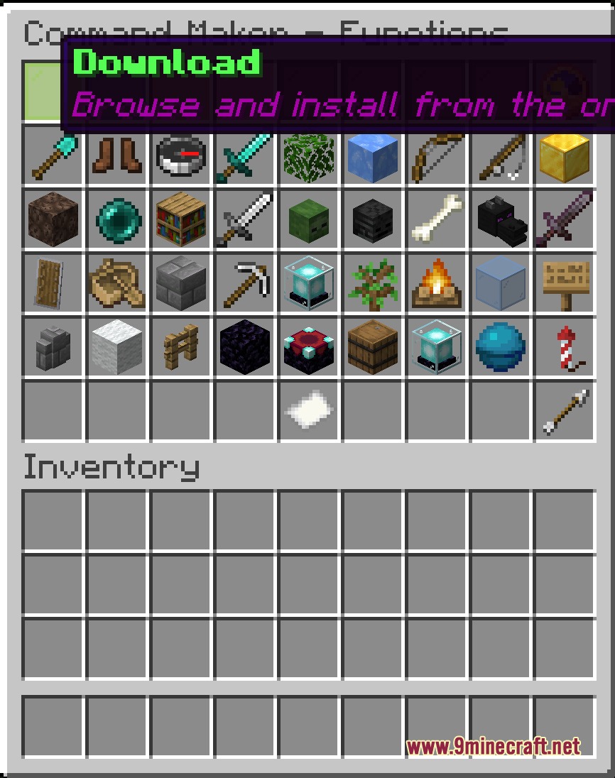 Universal Shortcut Interface Mod Screenshot 2 The interactive GUI displaying a grid of items for downloading custom functions