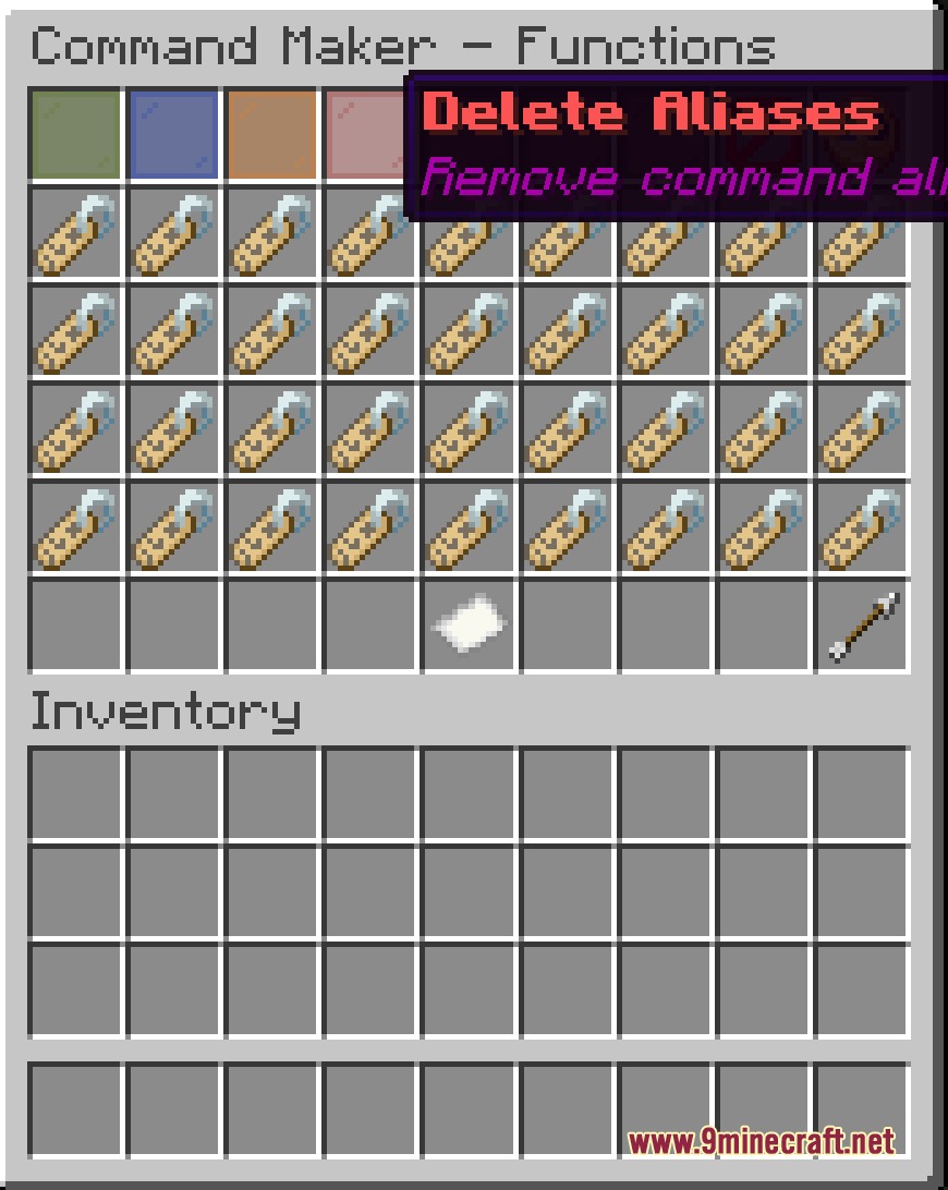 Universal Shortcut Interface Mod Screenshot 5 Minecraft interface for managing command aliases and functions with various name tags