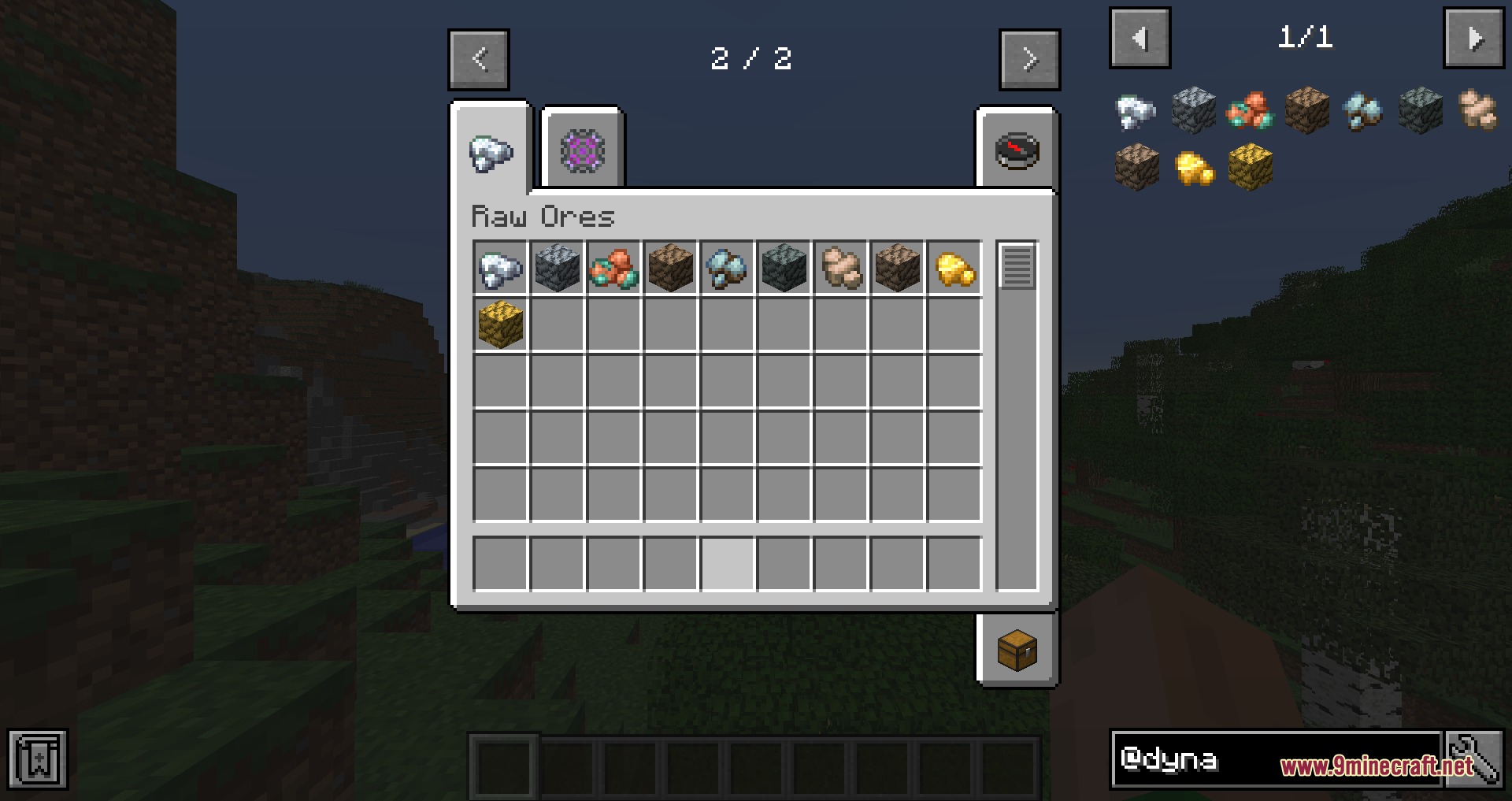 Unrefined Heritage 112 Mod Screenshot 3 Minecraft creative inventory displaying raw ore items from the Unrefined Heritage mod