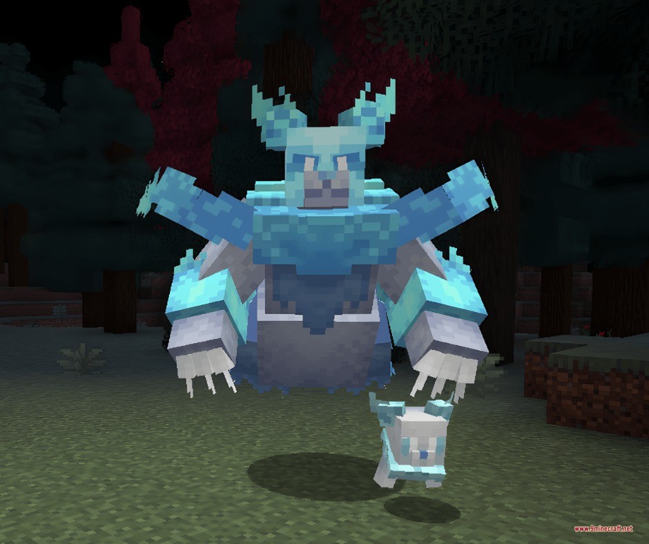 Untamed Frontier Chronicles Data Pack Screenshot 2 A large blue creature with four arms standing with a smaller version