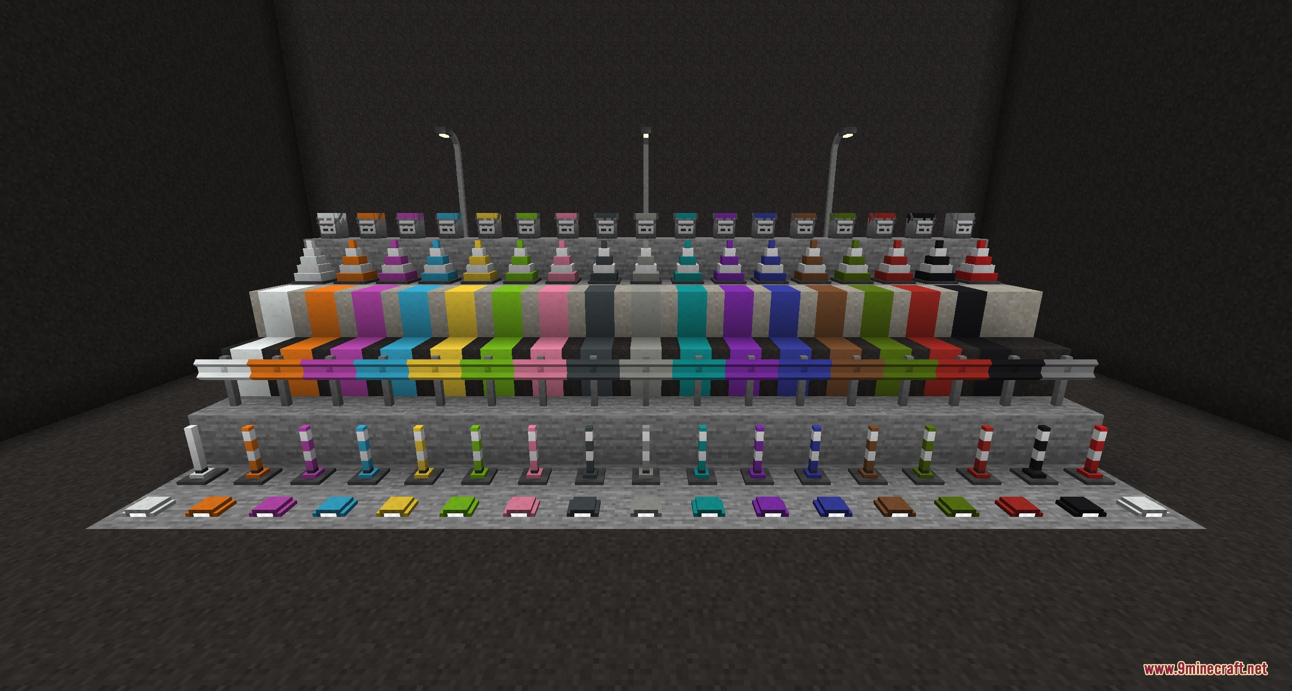 Urban Asphalt Grid Mod Screenshot 3 Colorful traffic cones and road barriers from the Urban Asphalt Grid Mod