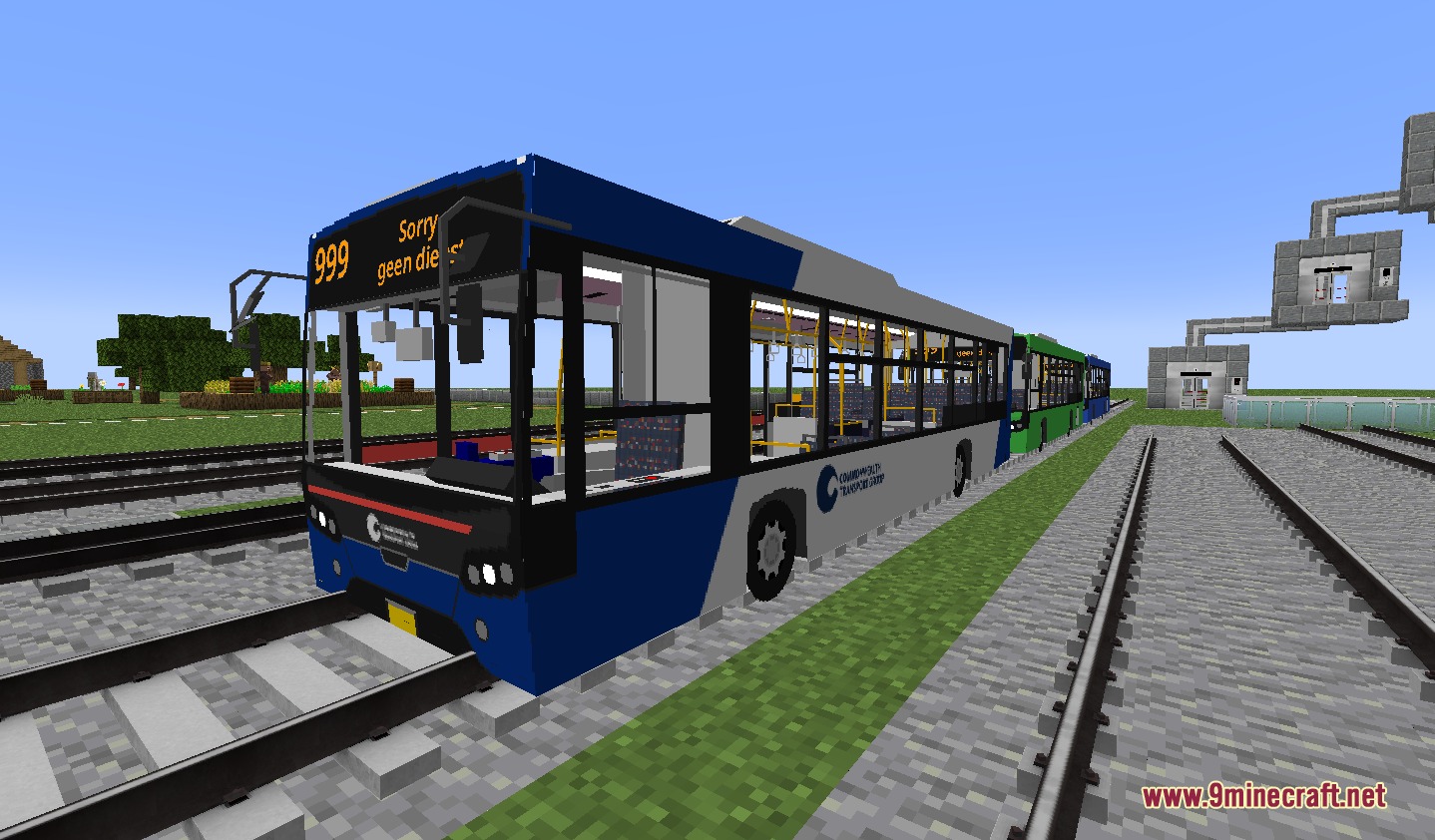 Urban Transit Fleet Resource Pack Screenshot 2 A blue transit bus parked on tracks with other buses behind it