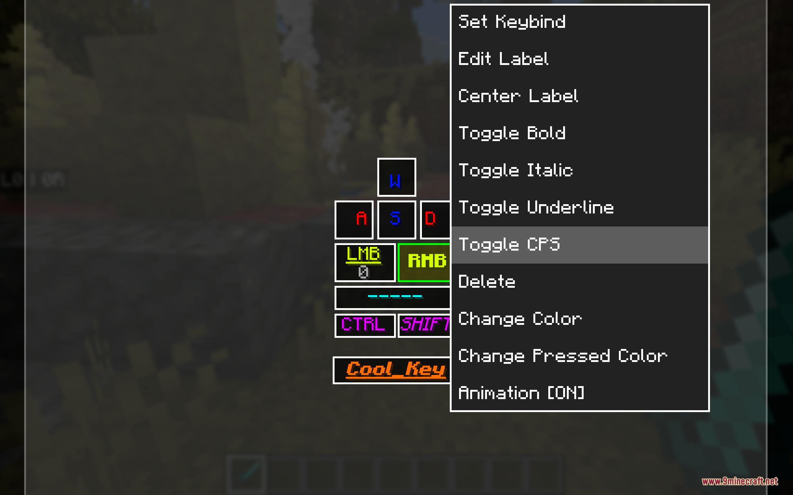 Vanguard Combat Interface Mod Screenshot 3 A menu for customizing keystrokes and button colors in Minecraft