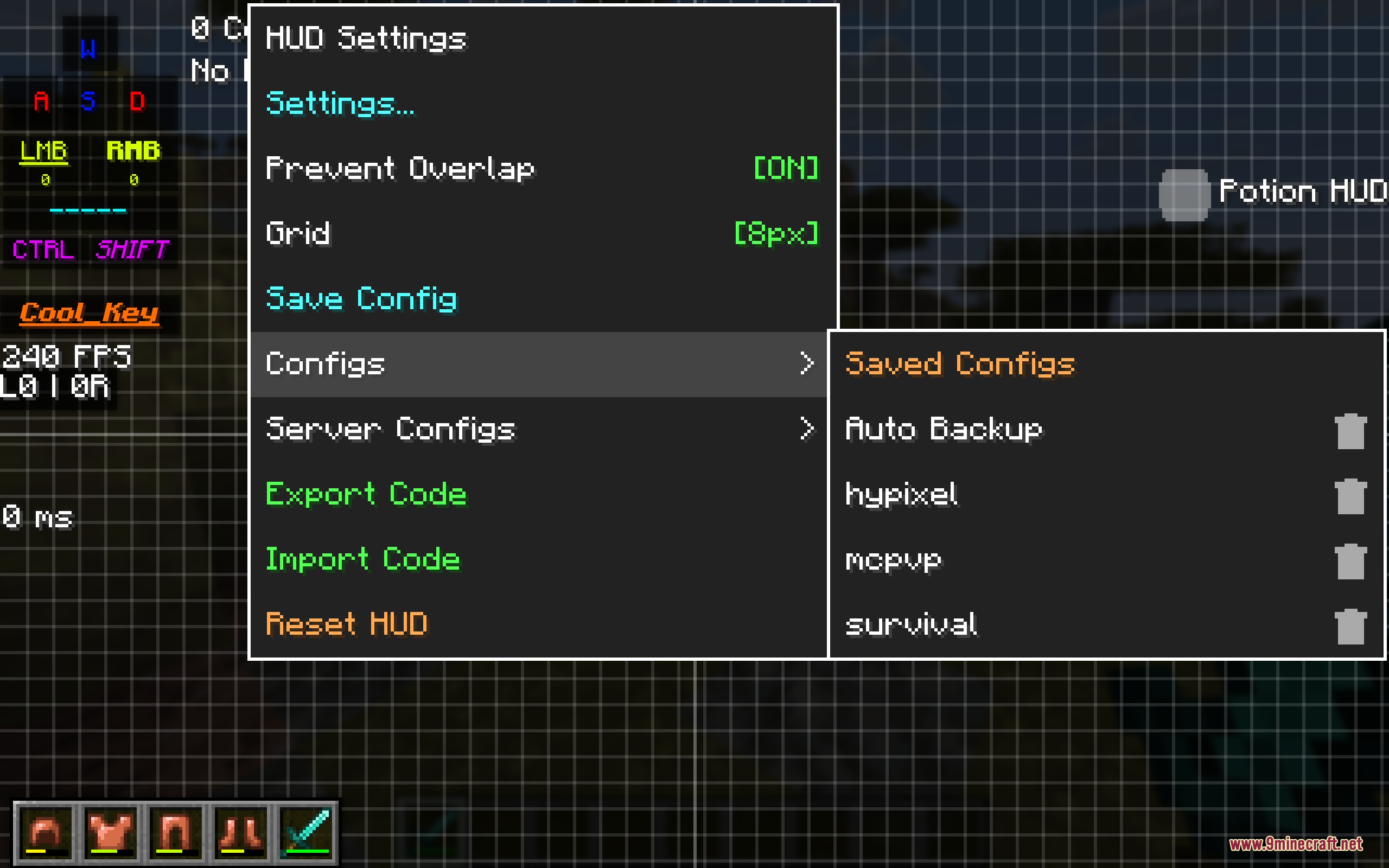 Vanguard Combat Interface Mod Screenshot 6 Accessing the saved configurations menu within the live HUD layout editor