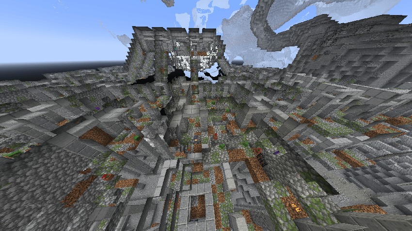 Vast Vault Alignment Data Pack Screenshot 3 A vast underground vault structure with intricate stone brick corridors and rooms