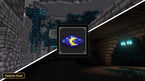 split image of a deep dark cave with and without enhanced lighting