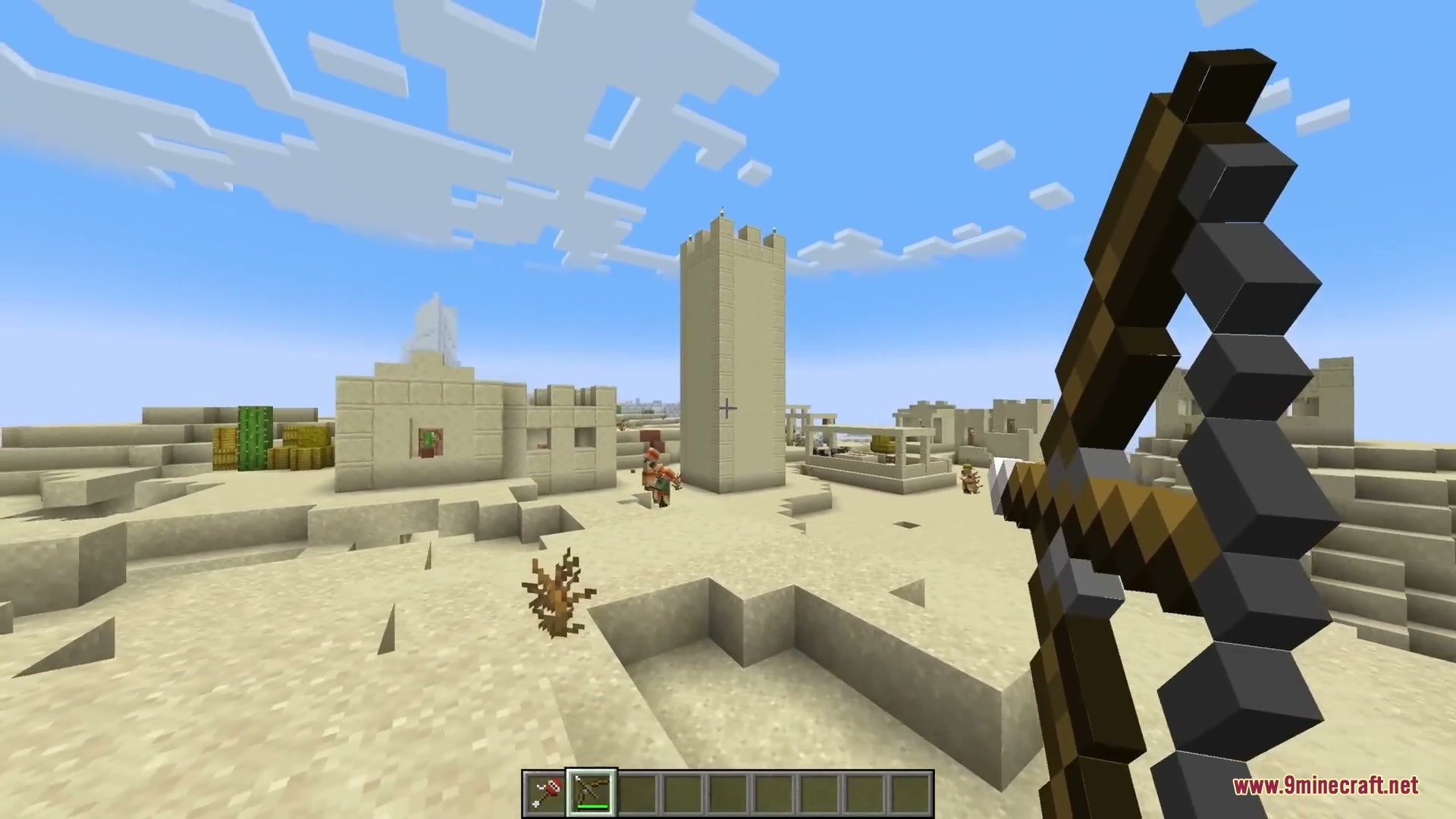 Vigor and Voids Mod Screenshot 16 Player aiming a bow at a villager with a custom stamina meter