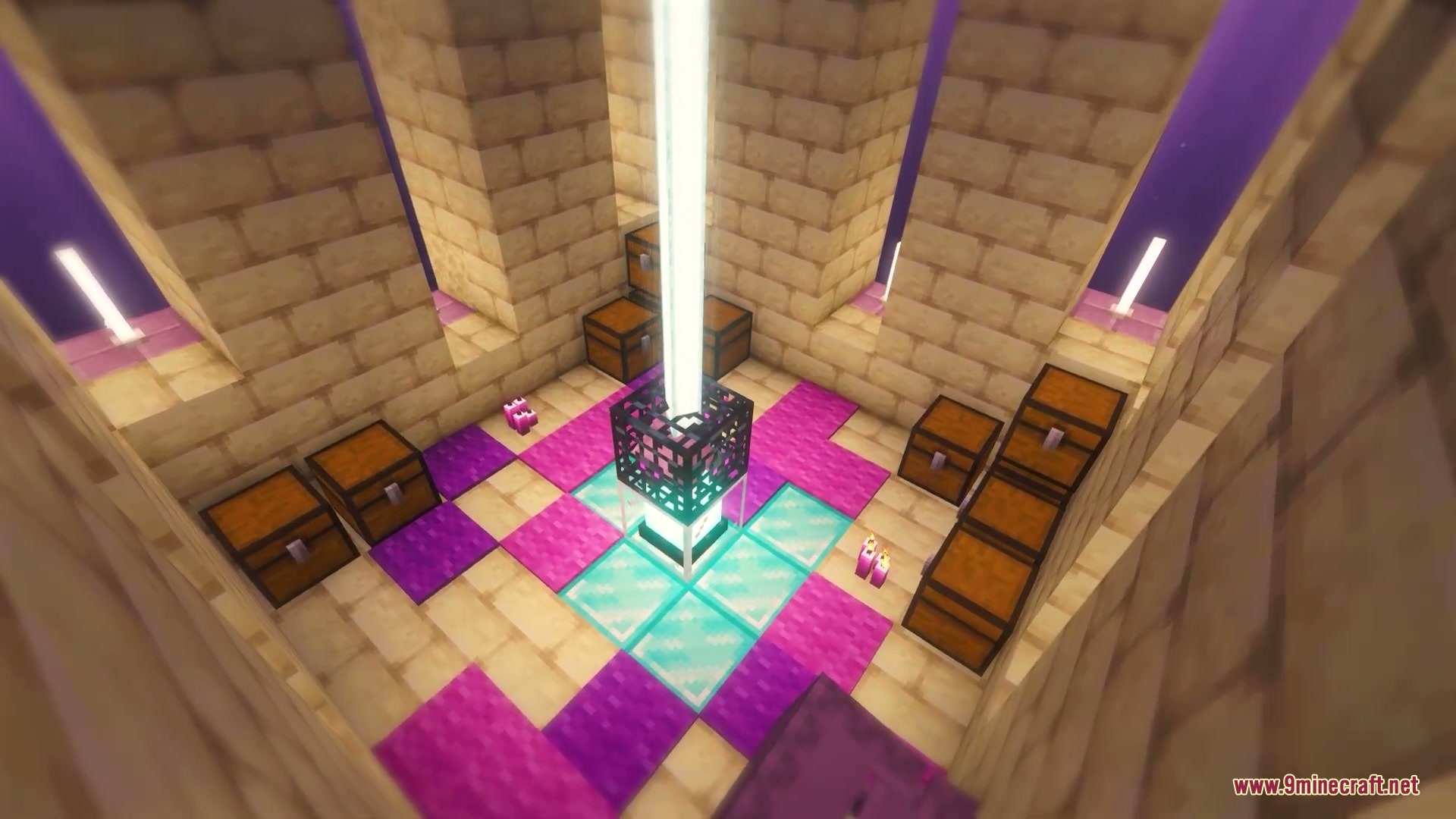 Vigor and Voids Mod Screenshot 8 Inside a tower room with a beacon and chests on checkered carpet