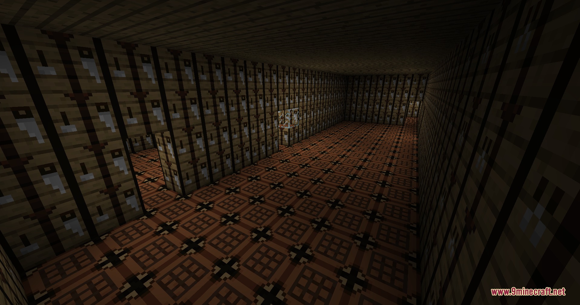 Vile Genesis Mod Screenshot 3 A surreal room in the Workbench Dimension made entirely of crafting tables