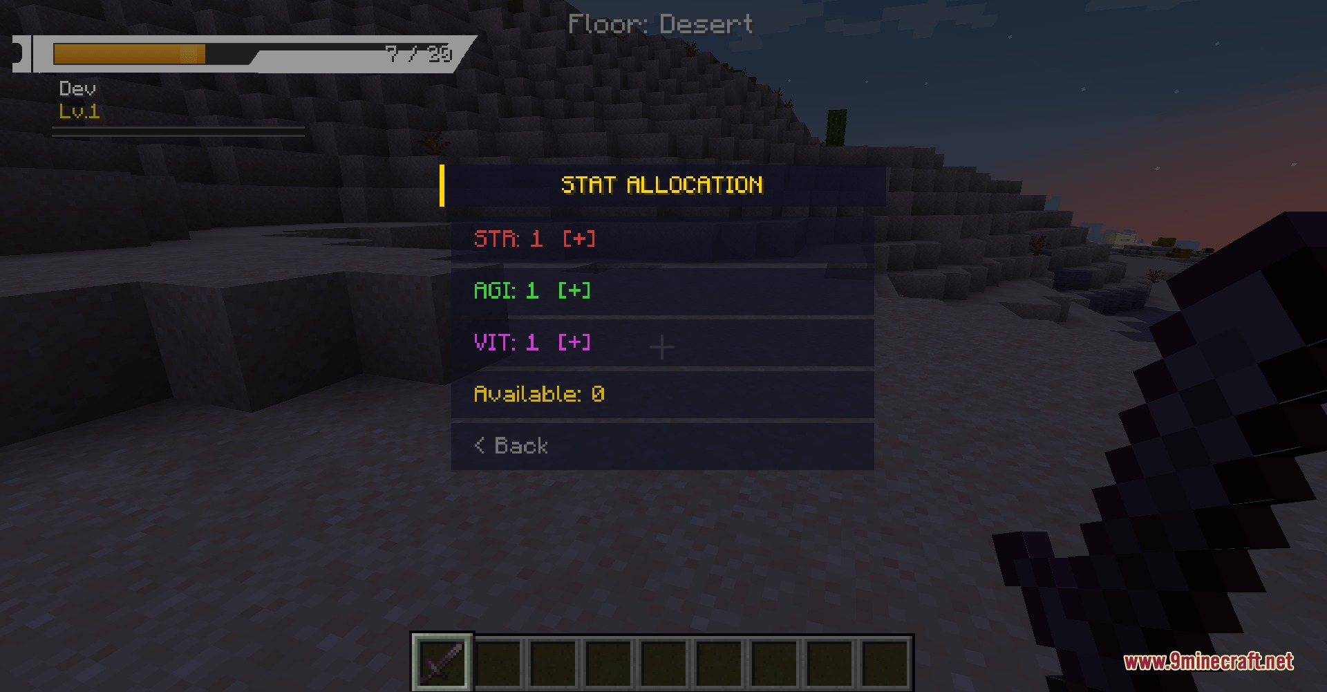 Virtual Frontier Interface Mod Screenshot 8 Stat allocation interface allowing players to upgrade strength agility and vitality points