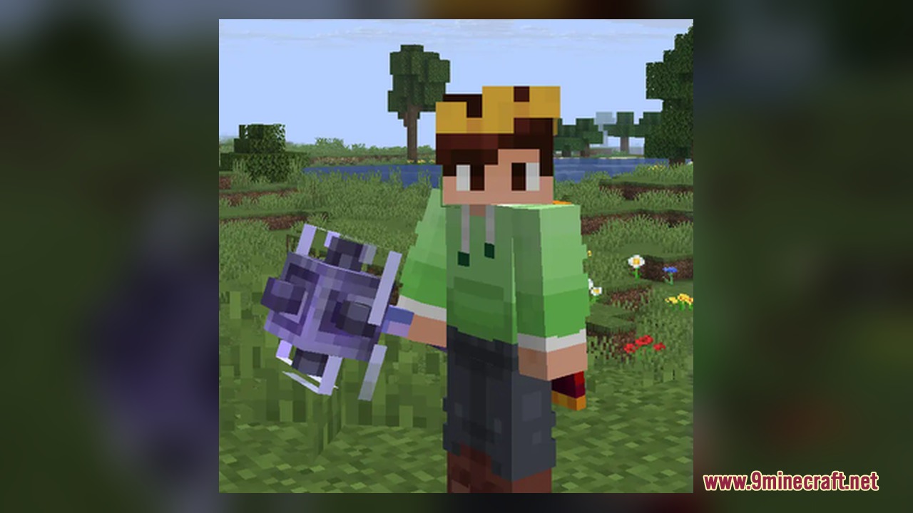 Visual 3D Mace Resource Pack Screenshot 8 A player character holds an enchanted 3D mace with spikes and effects