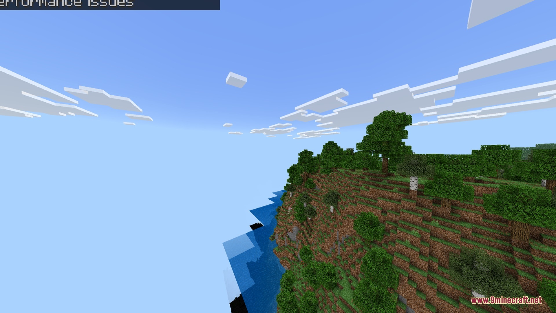 A scenic Minecraft cliffside overlooking the ocean with soft natural lighting