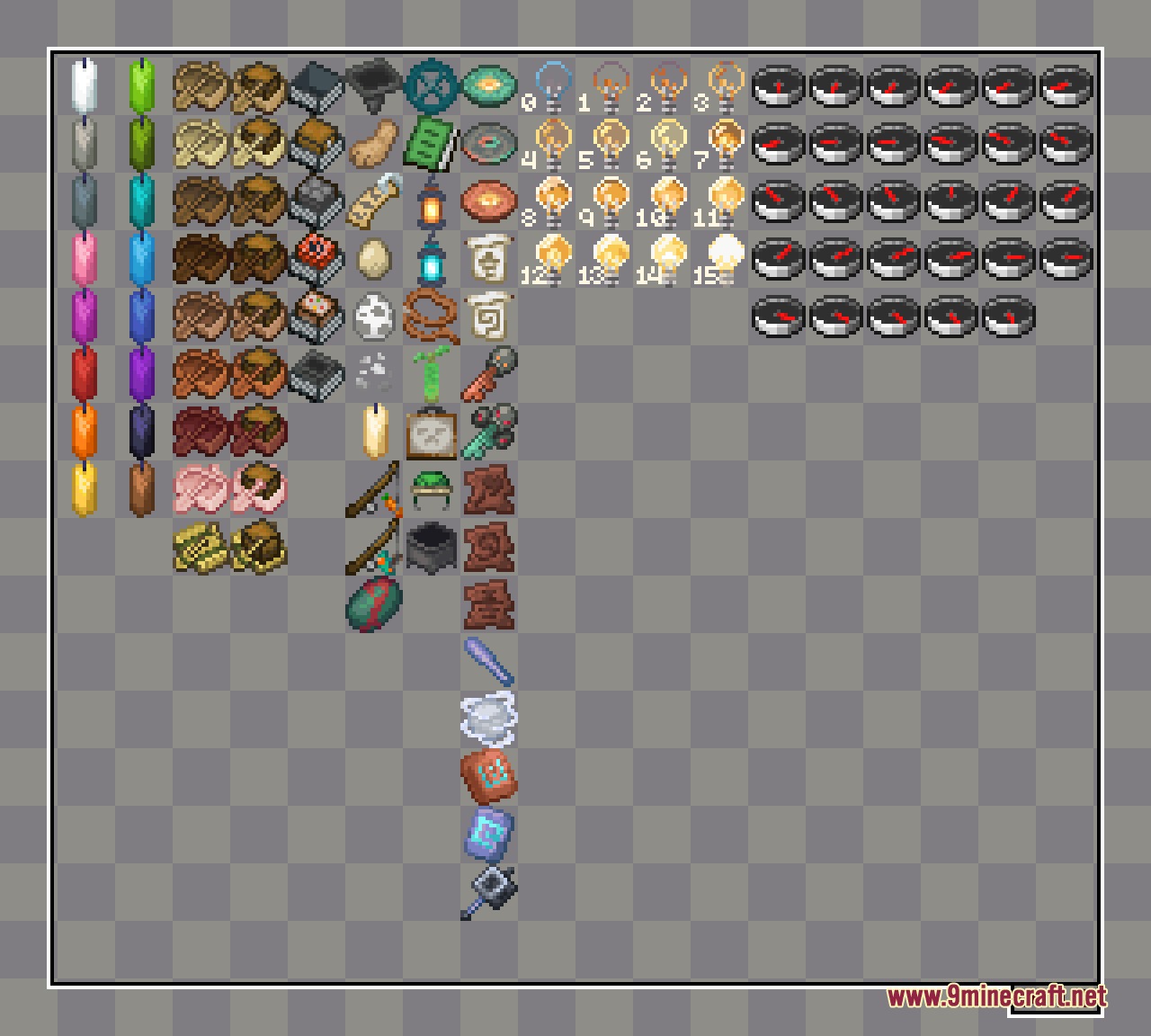 Vivid Flux Resprite Resource Pack Screenshot 3 A collection of custom item sprites including candles boats and compasses