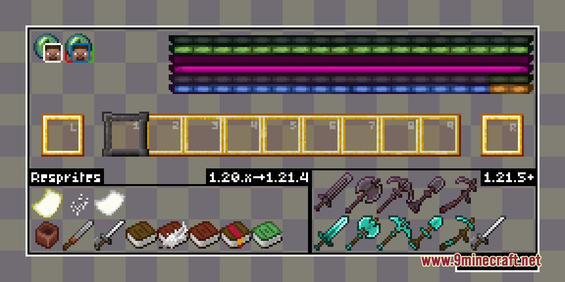 Vivid Flux Resprite Resource Pack Screenshot 5 Vivid Flux Resprite pack features redesigned user interface and tool textures