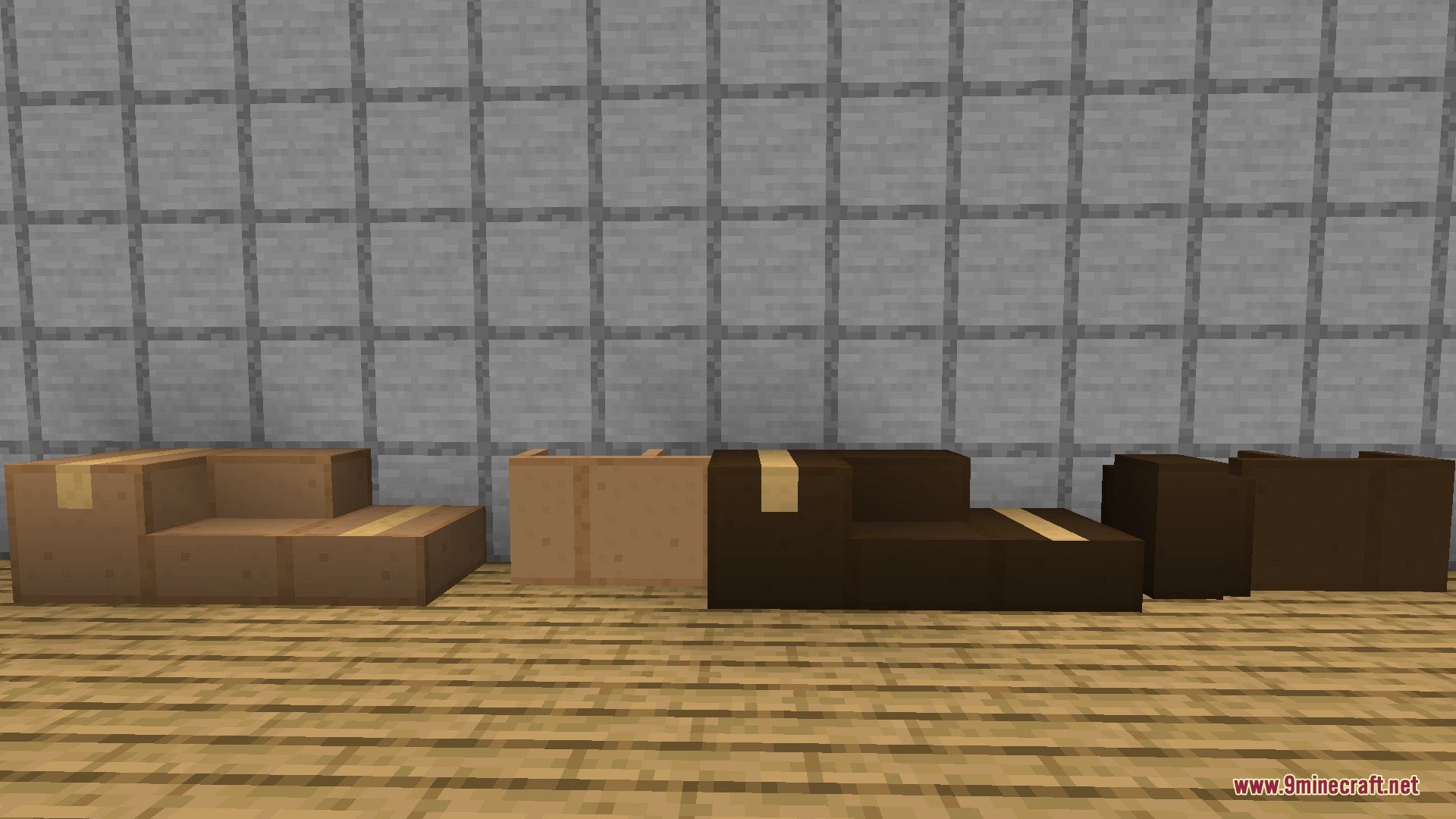 Vivid Utility Frames Mod Screenshot 7 Various cardboard boxes and packages placed on a wooden floor