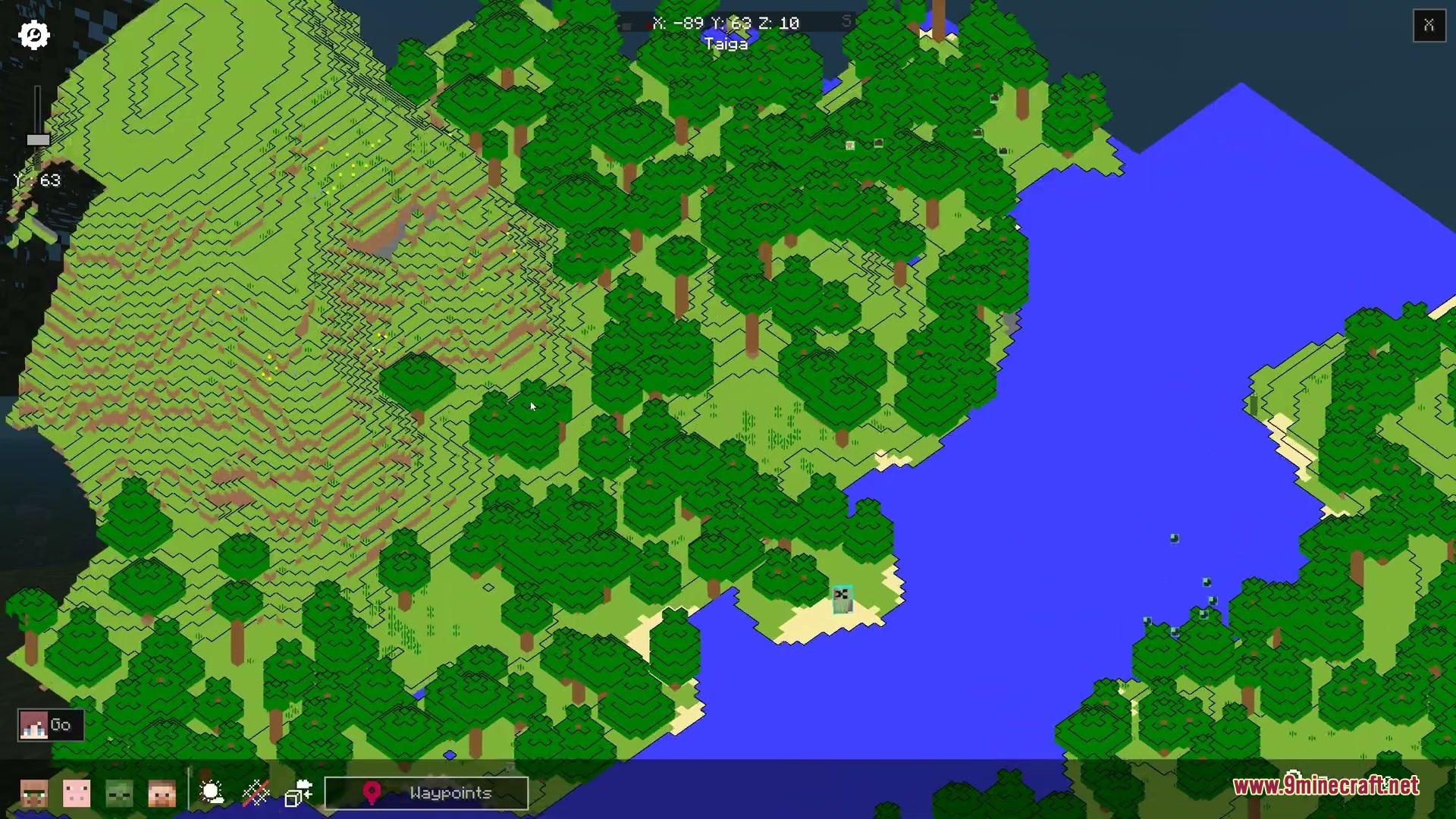 Vocalist Relic Projection Mod Screenshot 4 A zoomed in view of the three dimensional map showing trees and water