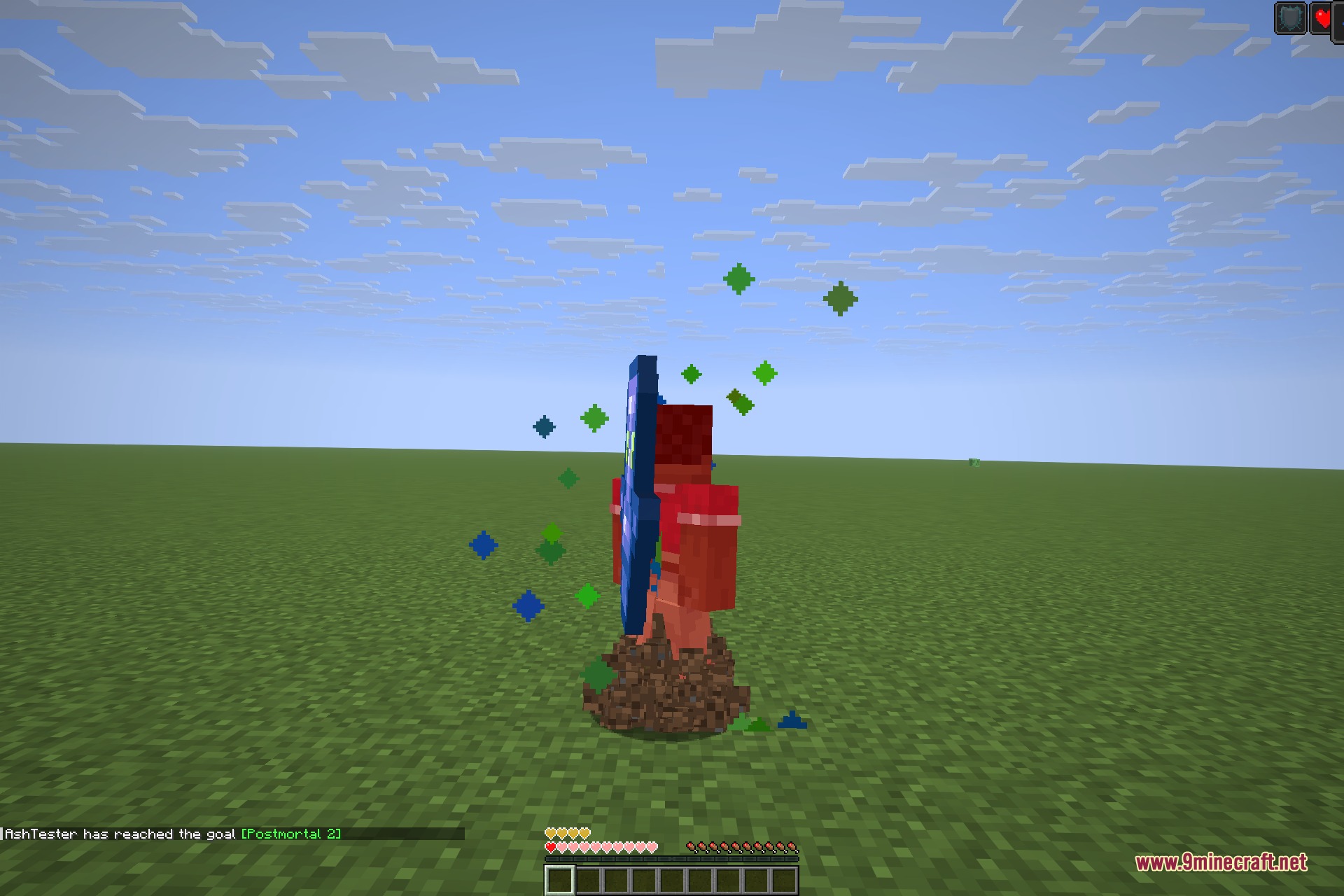Void Totem 9minecraft Mod Screenshot 2 A player character is protected by a blue totem of undying effect