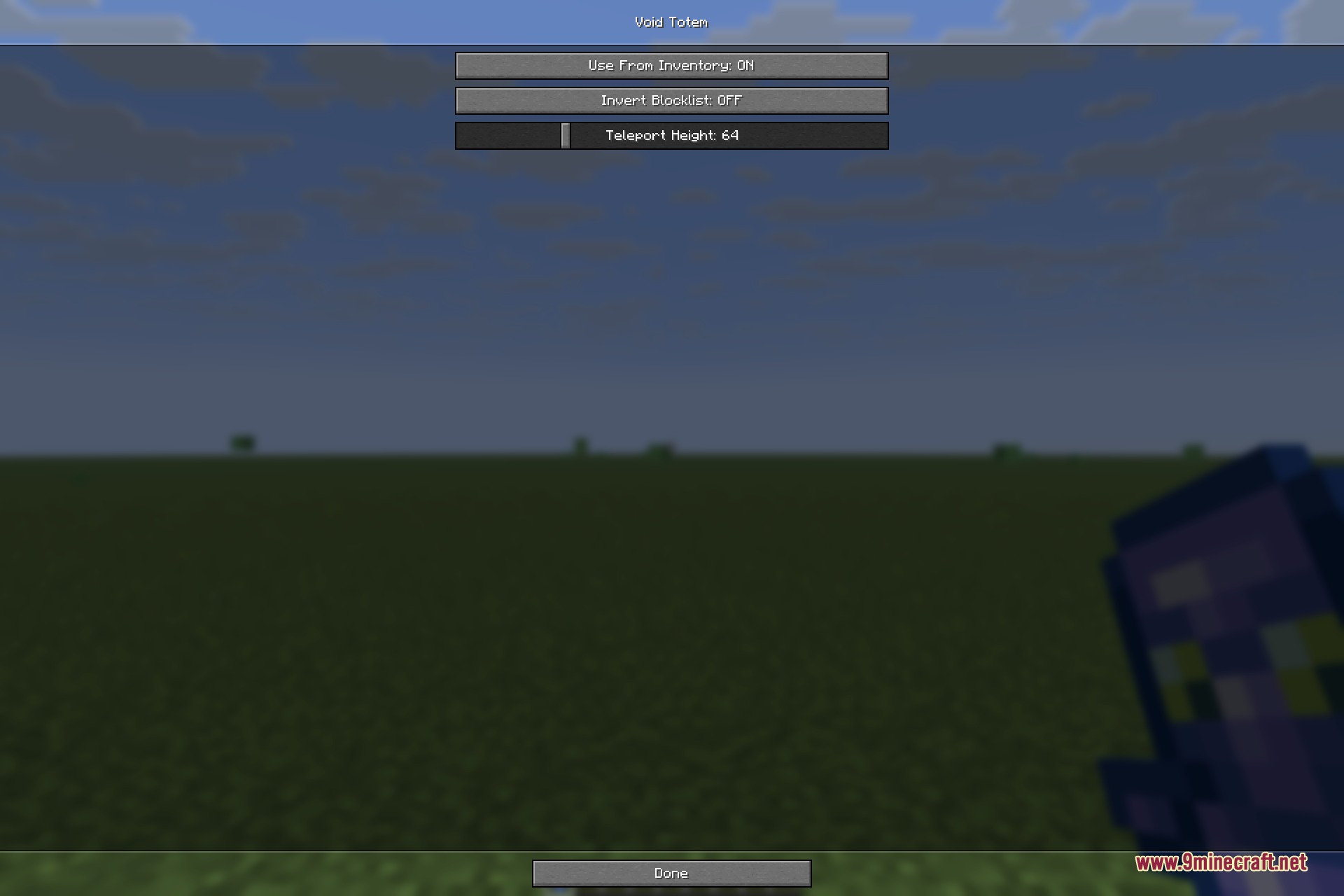 Void Totem 9minecraft Mod Screenshot 4 Configuration menu for adjusting teleport height and inventory use settings