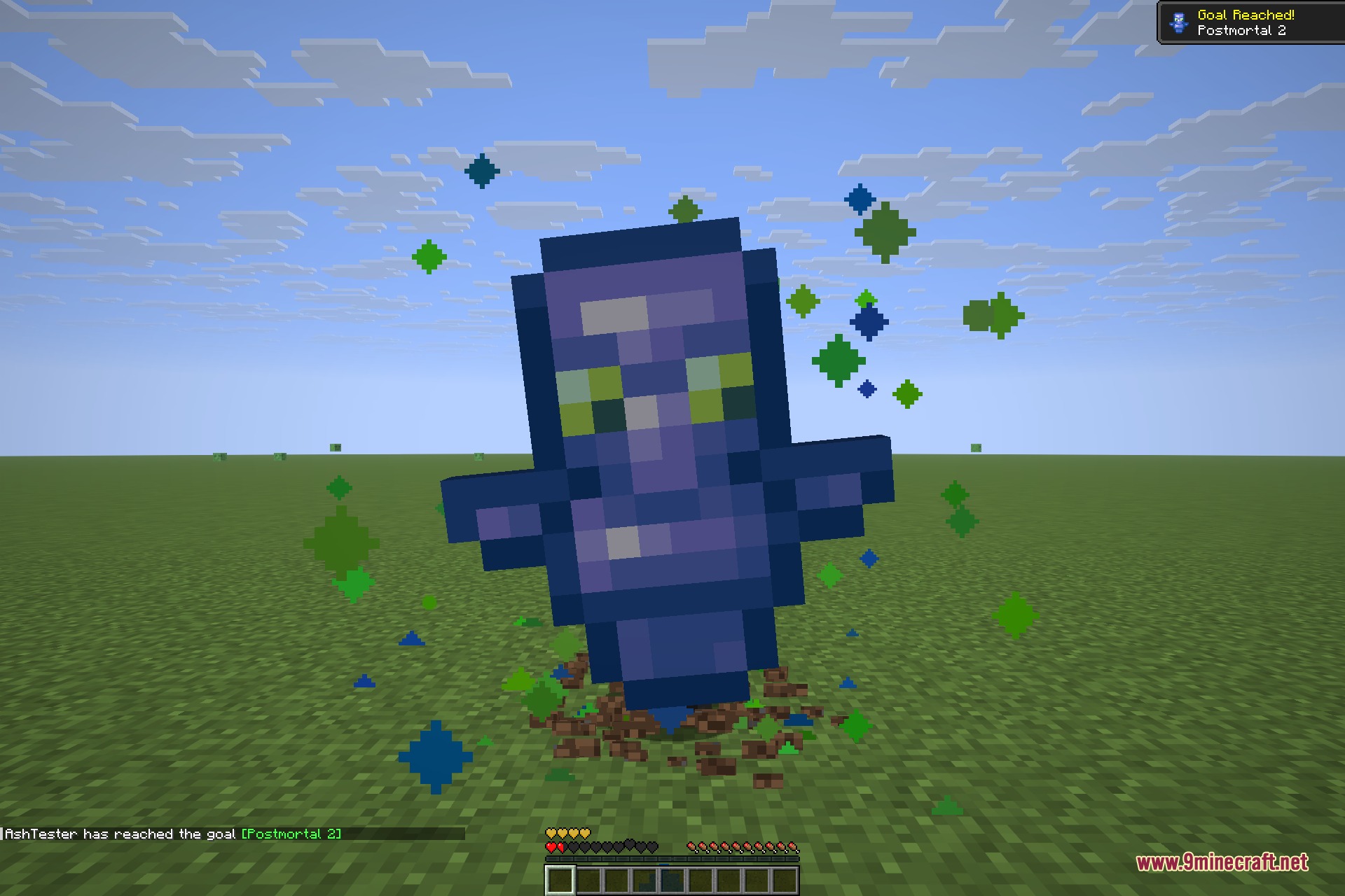 Void Totem 9minecraft Mod Screenshot 5 A purple Totem of Void Undying activates with green and blue particles