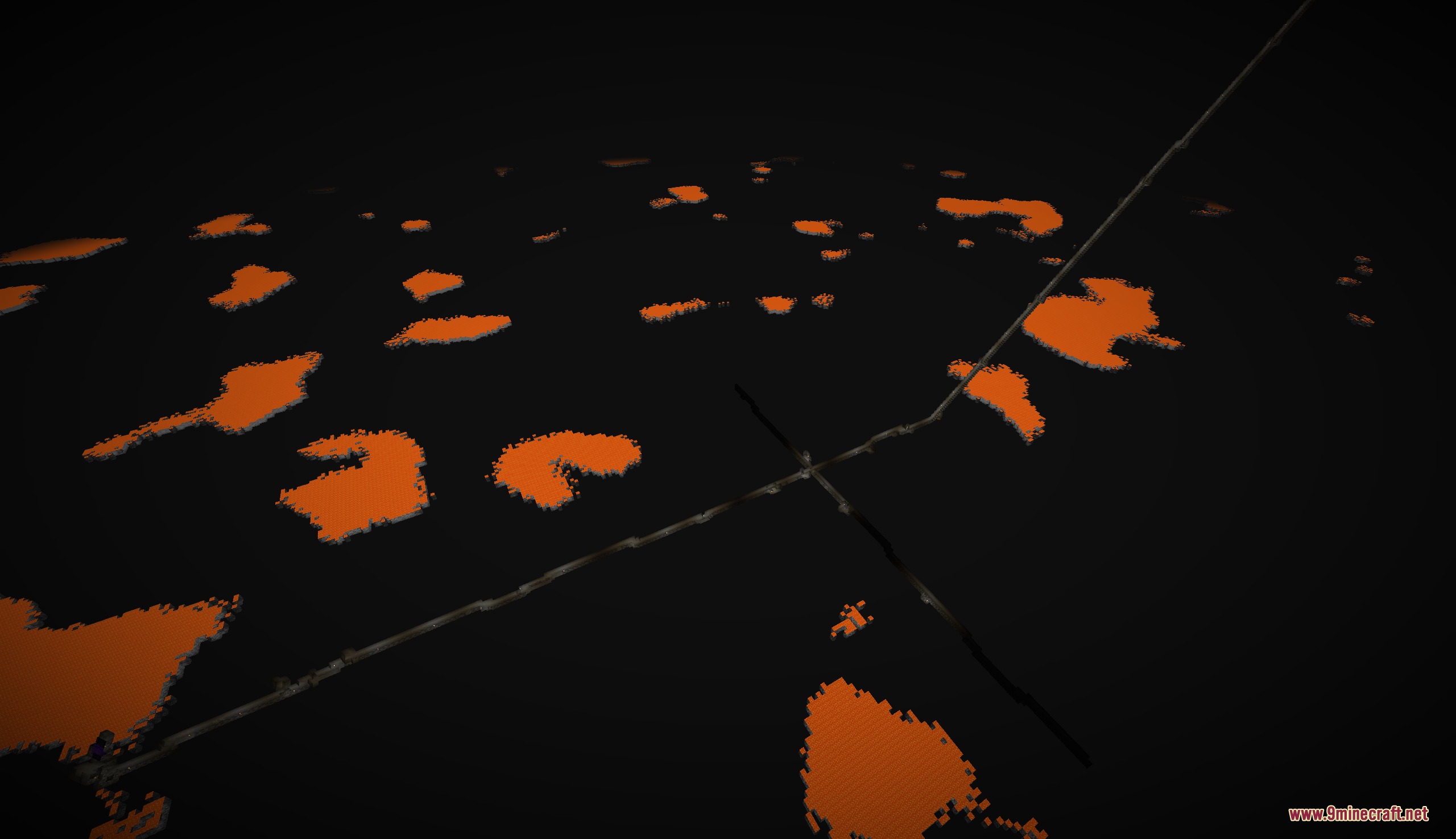 Voidbound Resolve Mod Screenshot 3 Orange glowing patches scattered across a dark void with thin intersecting paths