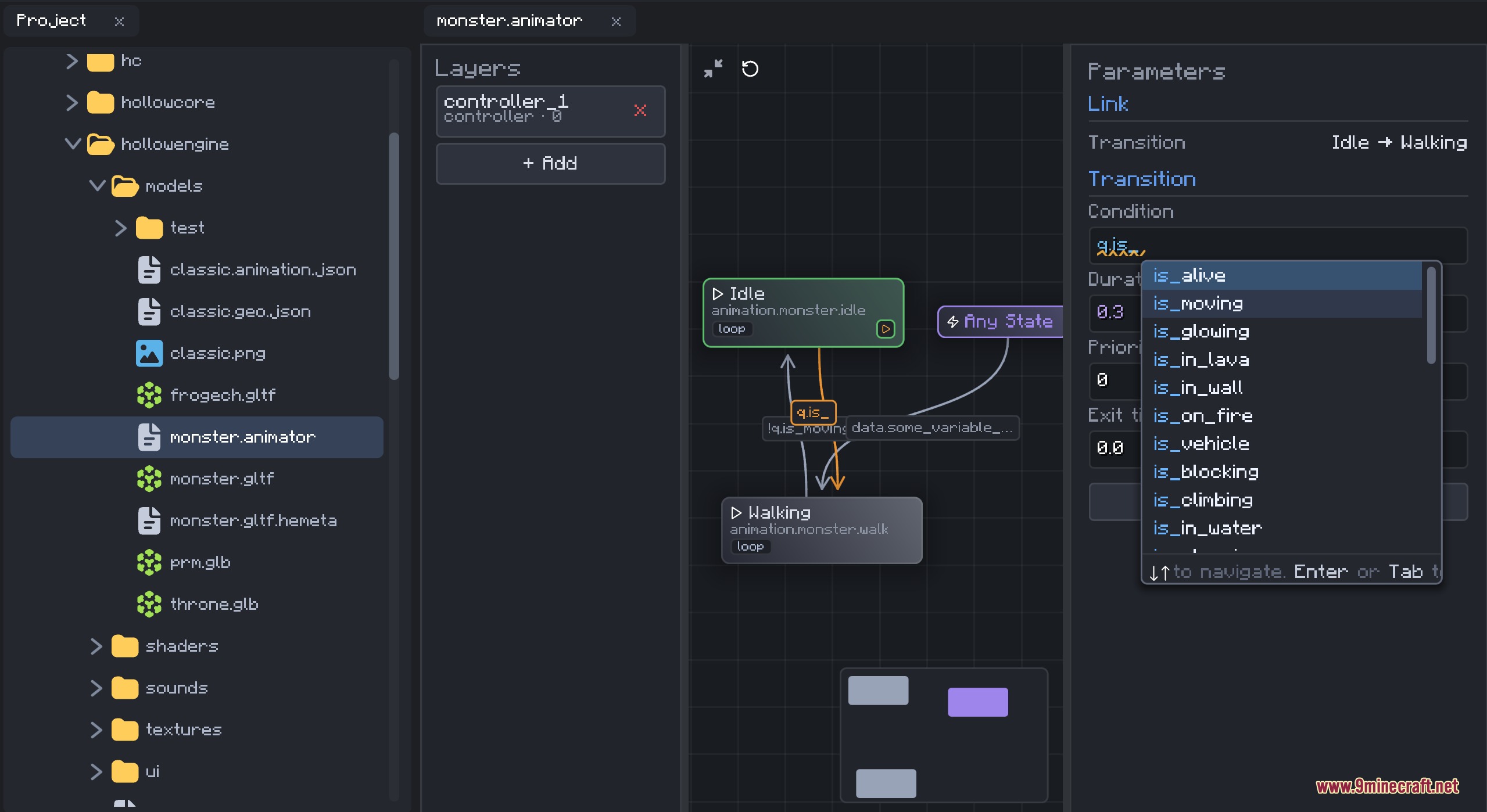 Vortex Scripting Core Mod Screenshot 3 Vortex Scripting Core animation editor showing state transitions for a monster