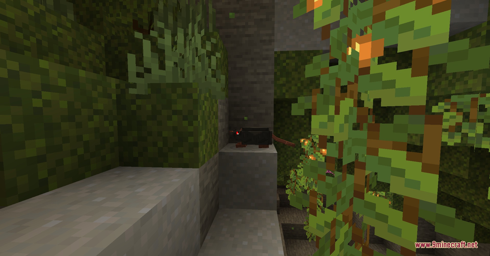 Wild Tome Chronicles Mod Screenshot 7 Small black rat with red eyes sits on a stone block in a cave