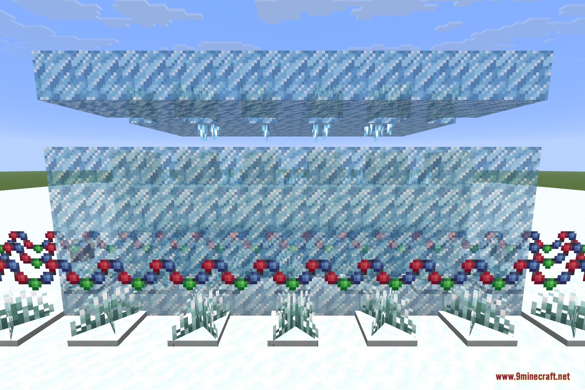 A packed-icicle build with icicle bars and upward-facing icicles