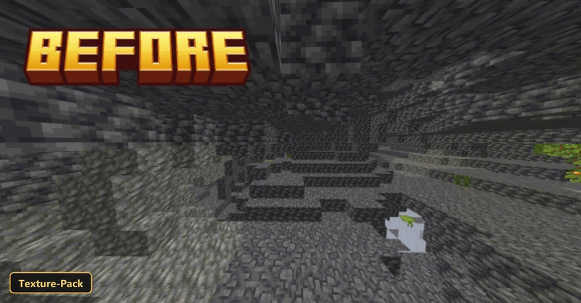 dark underground cave with stone and cobblestone blocks