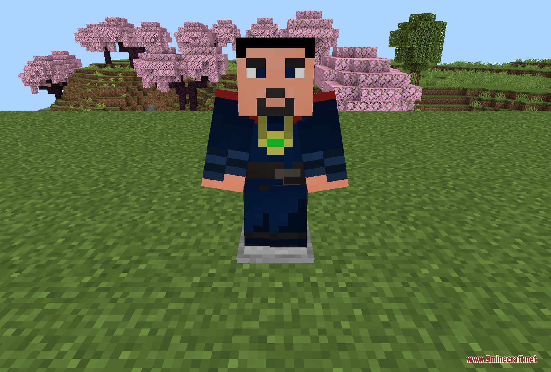 Doctor Strange, robe and amulet in place