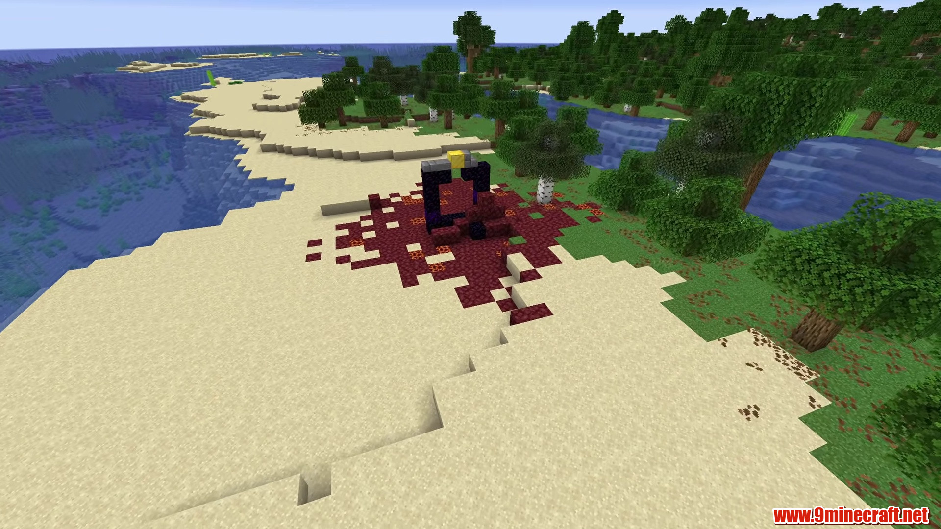 Beach Ruined Portal & Taiga Village - Minecraft seed 186826270954944931