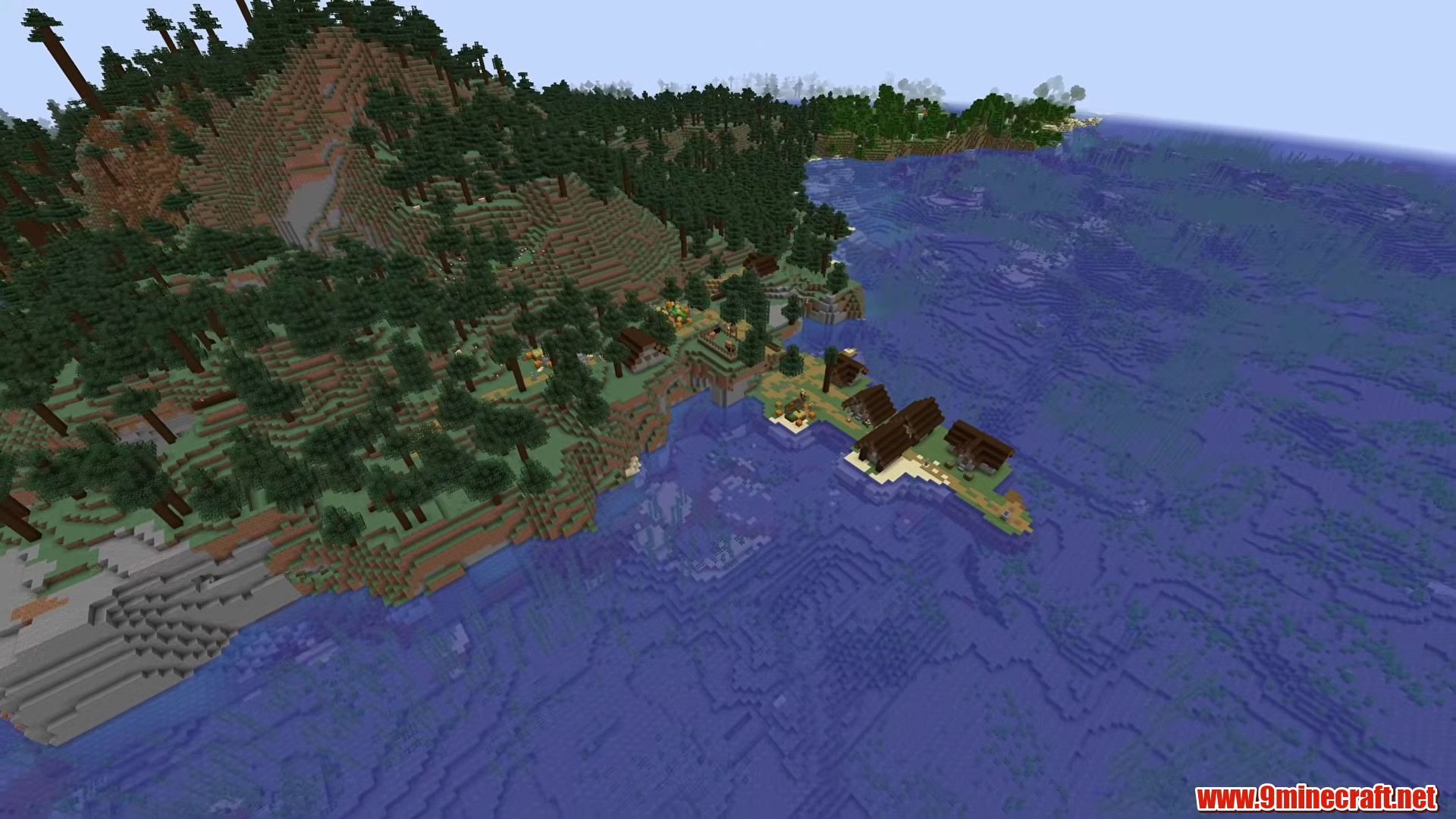 Beach Ruined Portal & Taiga Village - Minecraft seed 186826270954944931
