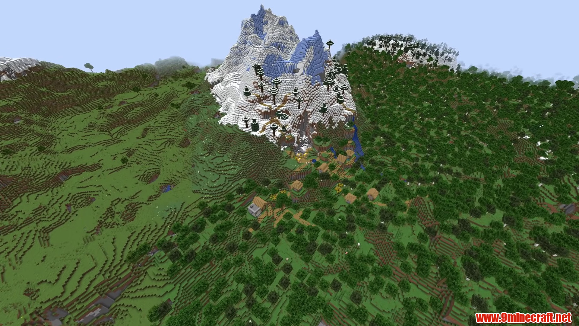Alpine Jagged Peaks Valley Settlement - Minecraft seed -3644571153734489628